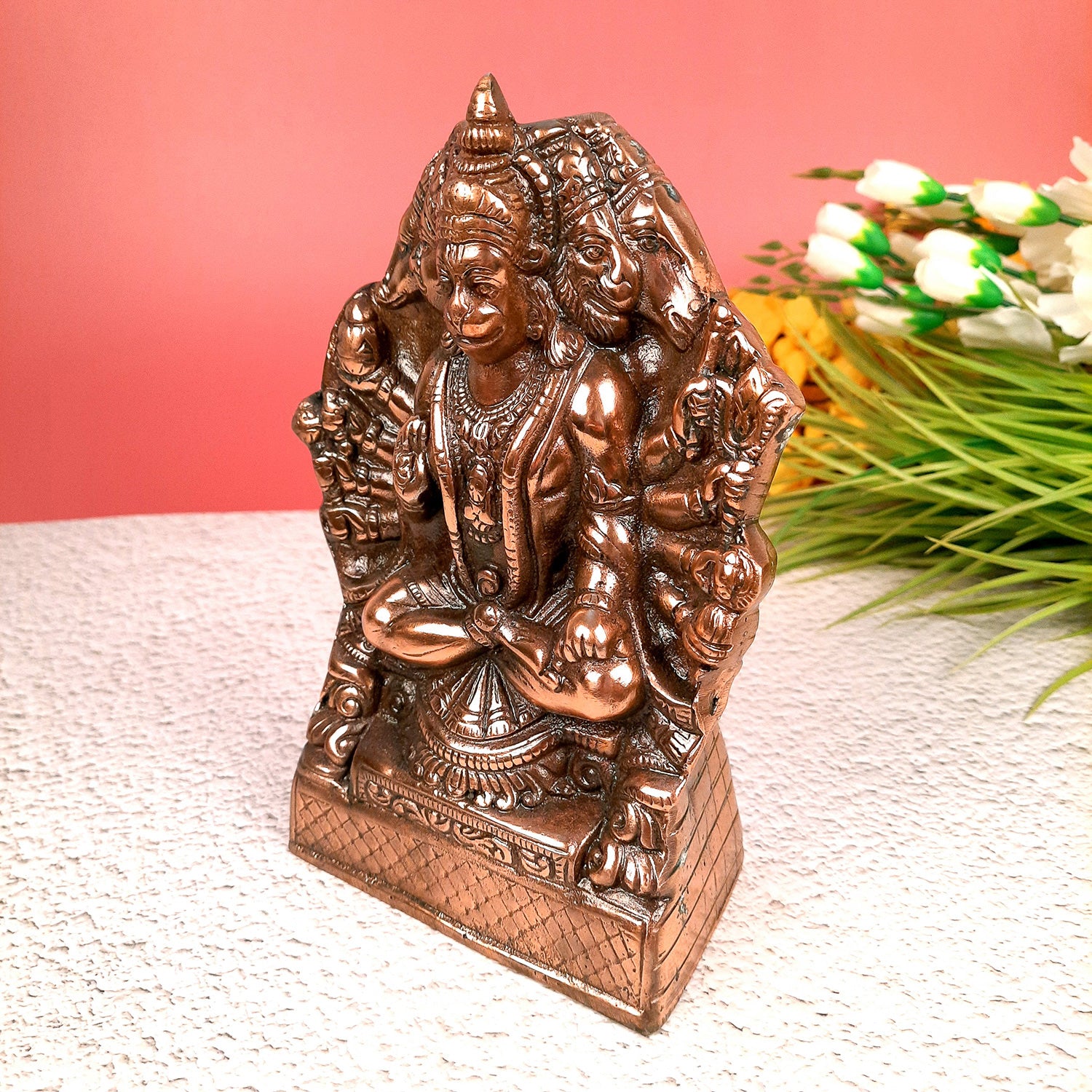 Lord Hanuman Statue | Panchmukhi Hanuman Ji Murti / Idol - for Temple, Pooja, Entrance, Home Decor & Gifts- 9 Inch - apkamart