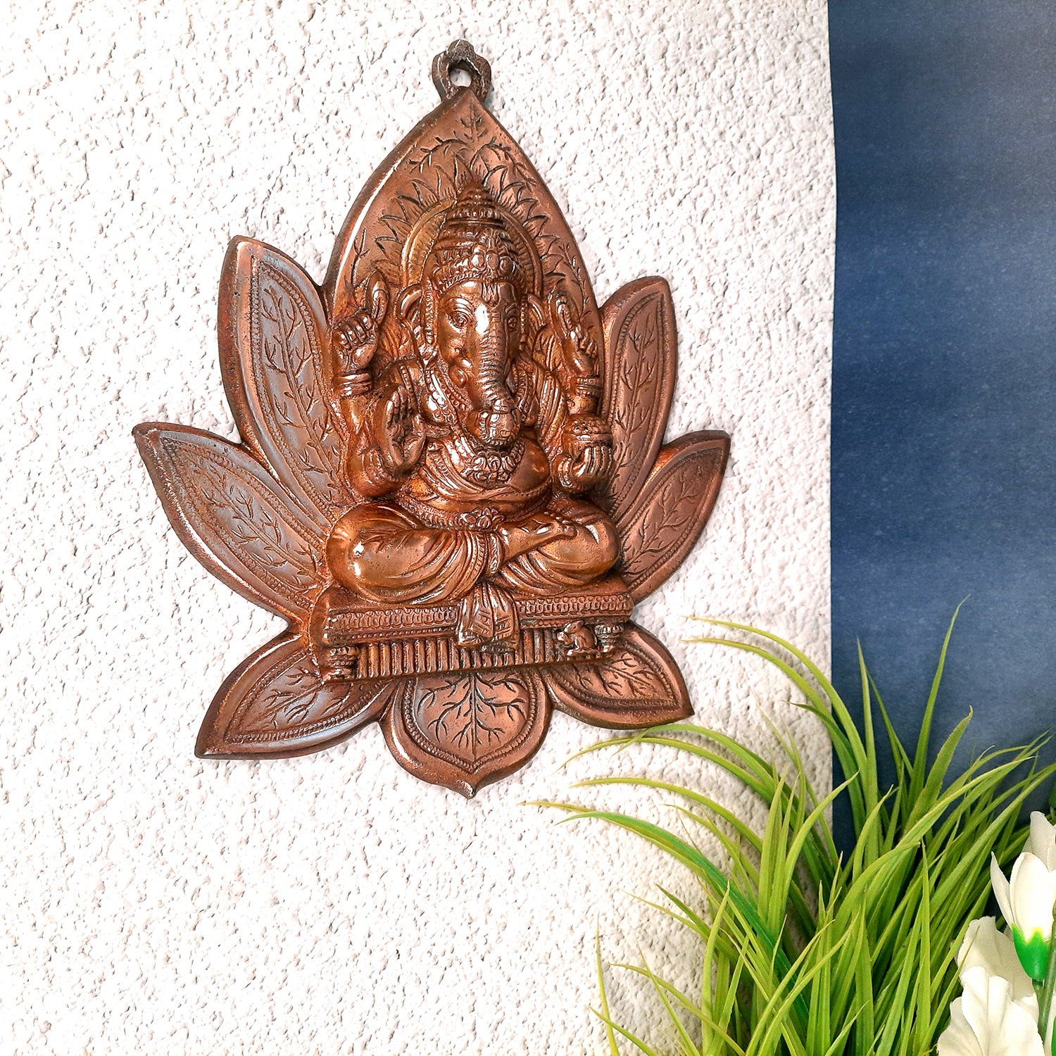 Ganesha Wall Decor -Sitting on Kamal Design - 12 Inch - Apkamart
