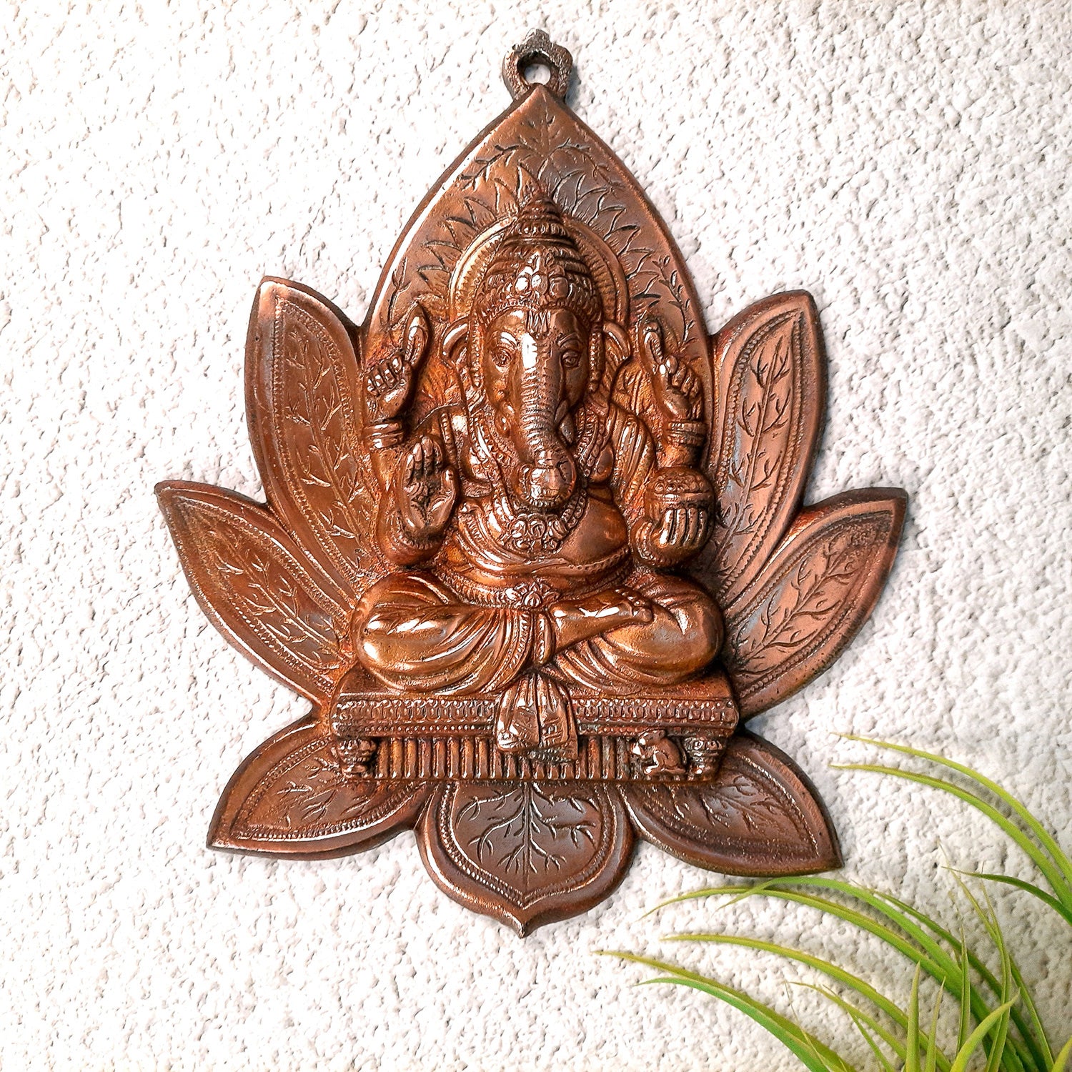 Ganesha Wall Decor -Sitting on Kamal Design - 12 Inch - Apkamart