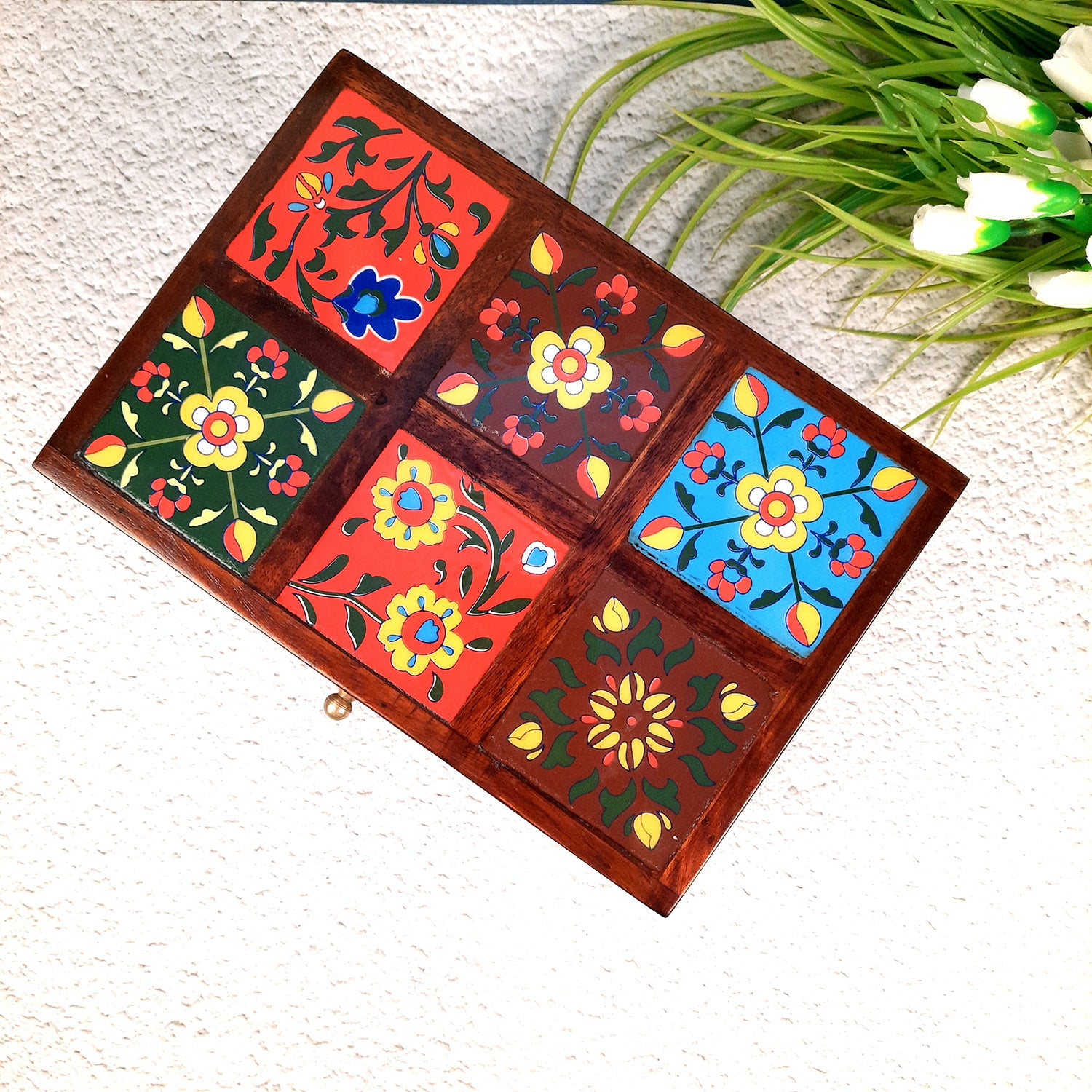 Makeup Storage Box | Jewellery Organizer - 4 Inches- Apkamart #Colour_Brown