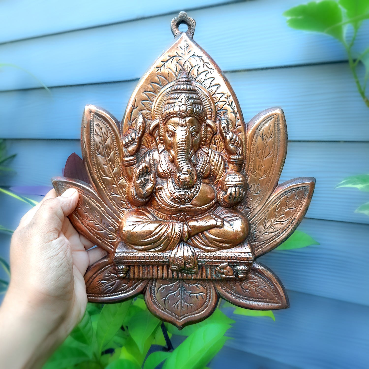 Ganesha Wall Decor -Sitting on Kamal Design - 12 Inch - Apkamart