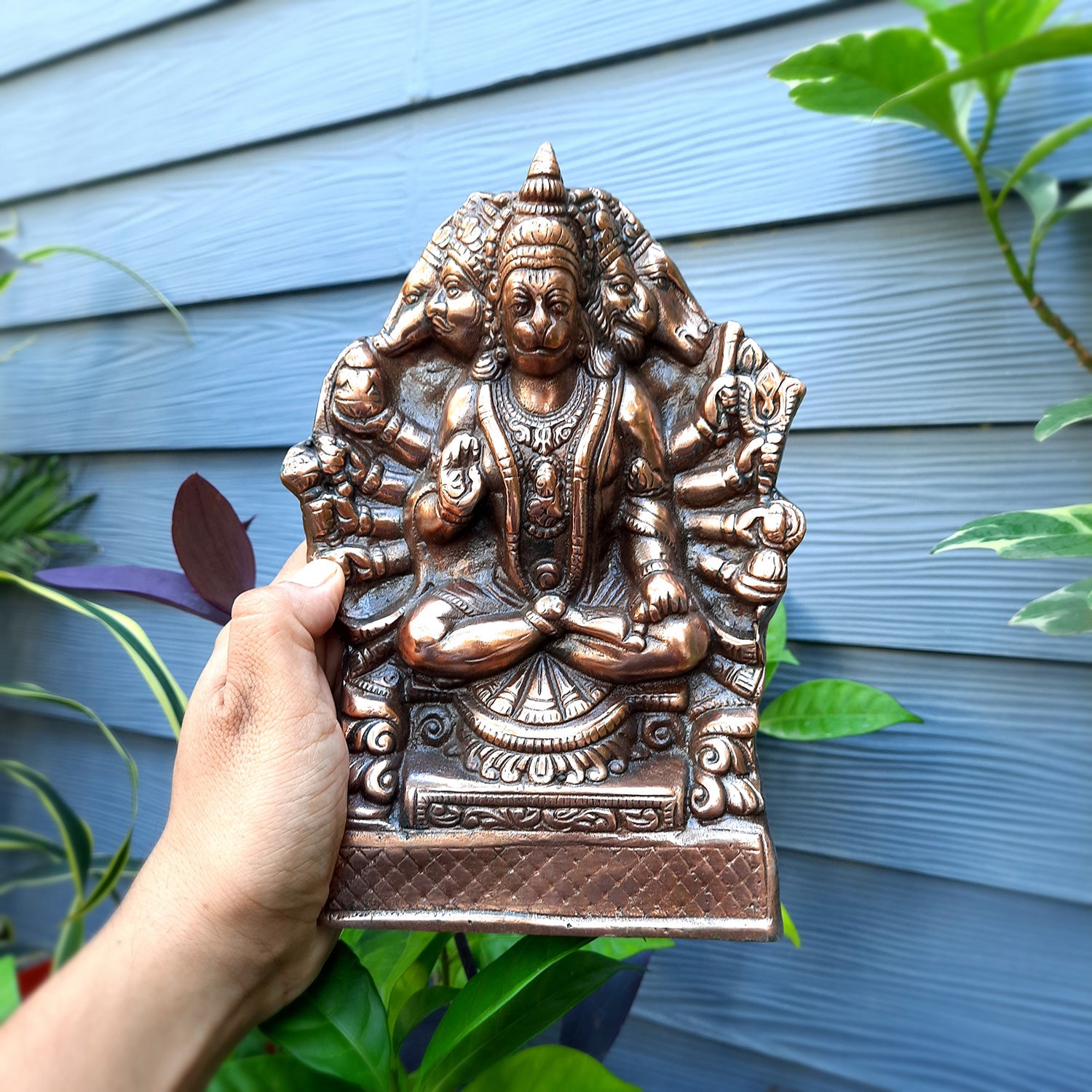 Lord Hanuman Statue | Panchmukhi Hanuman Ji Murti / Idol - for Temple, Pooja, Entrance, Home Decor & Gifts- 9 Inch - apkamart