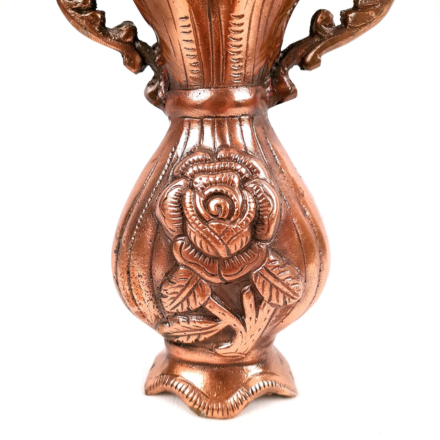 Vase | Flower Pot - Metal | Showpiece Cum Vase - for Home Decoration, Living Room, Table, Shelf, Office , Interior Decor | Gifts for All Occasions - 8 Inches