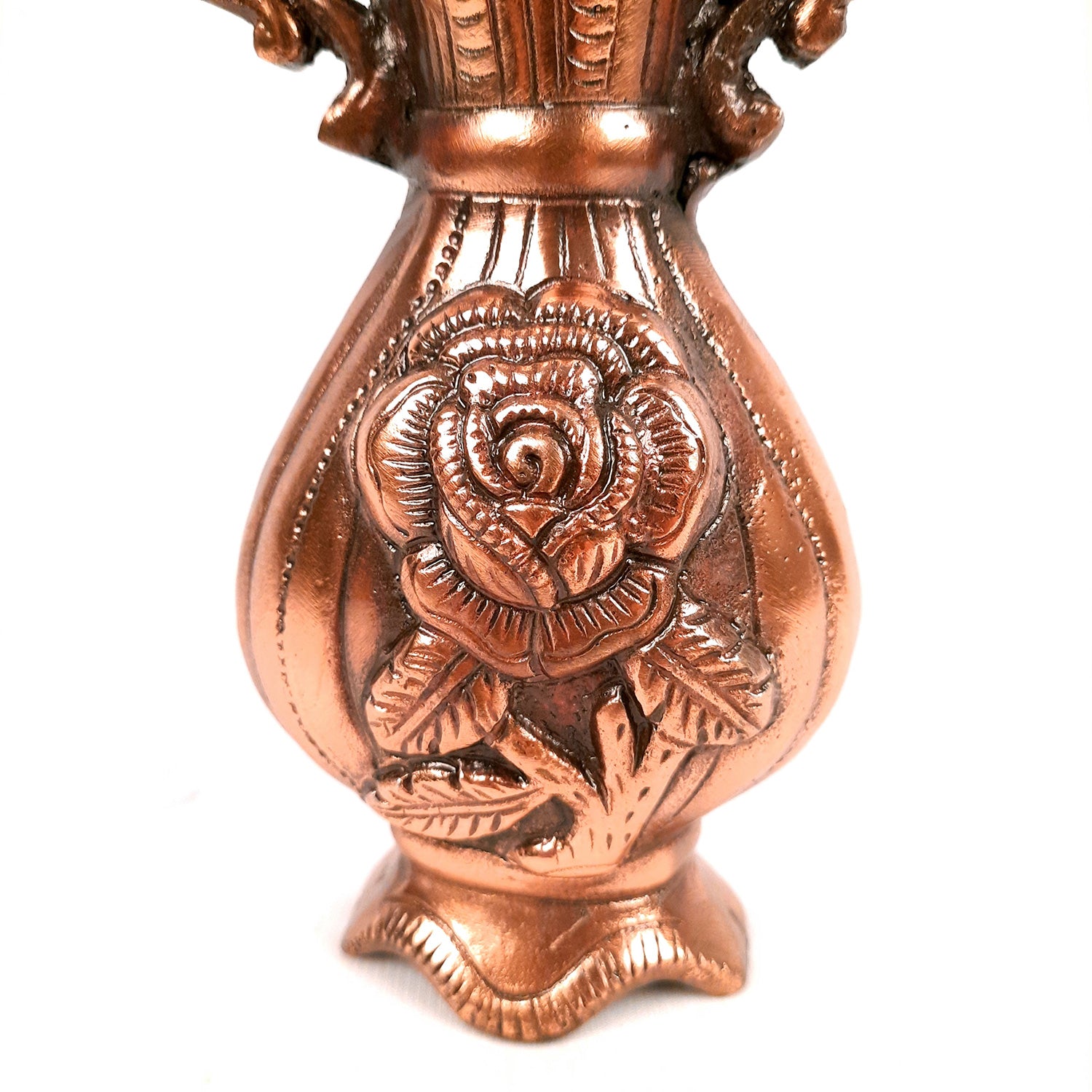 Vase | Flower Pot - Metal | Showpiece Cum Vase - for Home Decoration, Living Room, Table, Shelf, Office , Interior Decor | Gifts for All Occasions - 8 Inches