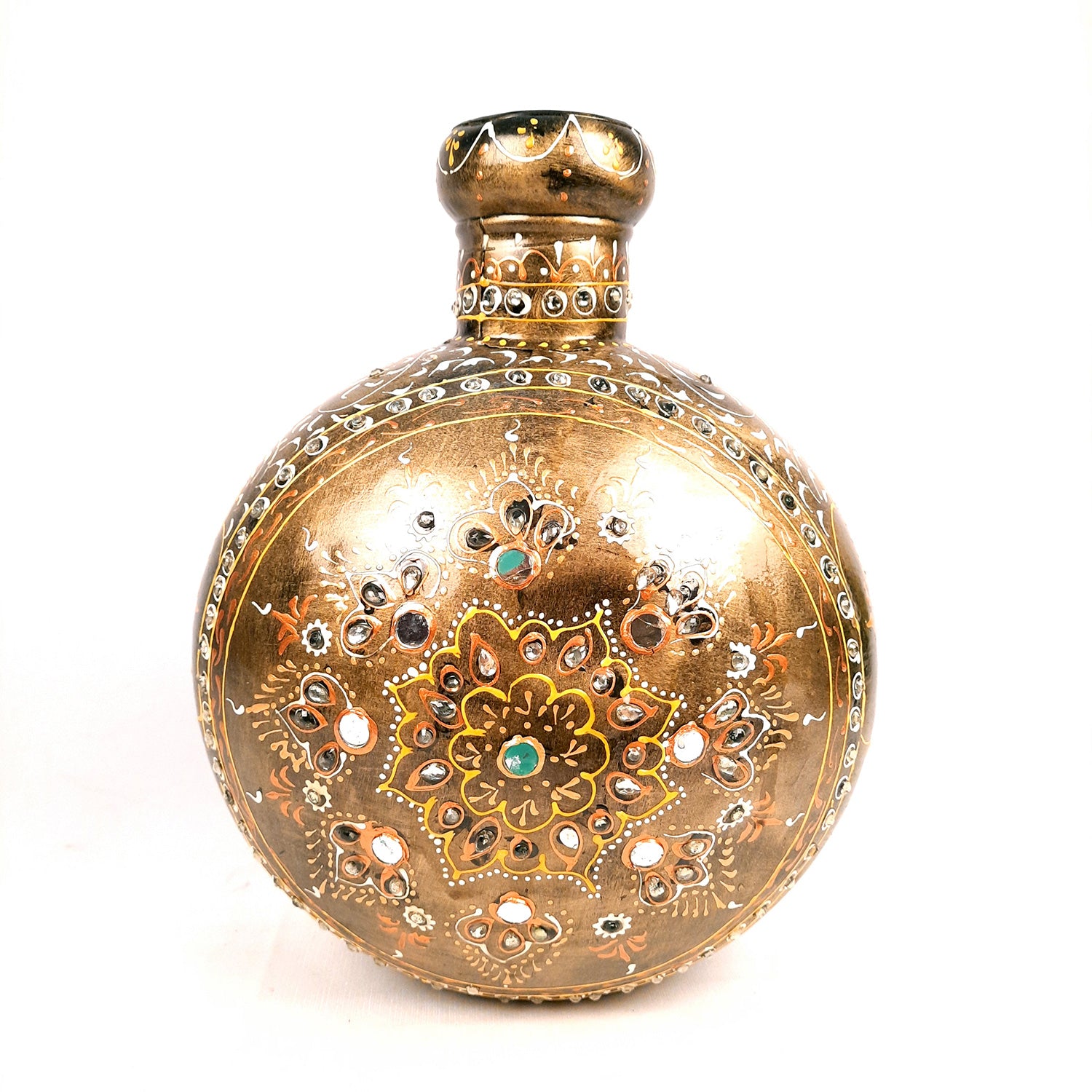 Urli Set | Decorative Basket | Multipurpose Bowl for Fruit, Keys, Jewelry & Home Decor | Handcrafted Metal Urli Bowl Set - 7 Inch (Set Of 2) - Apkamart #Style_Design 2