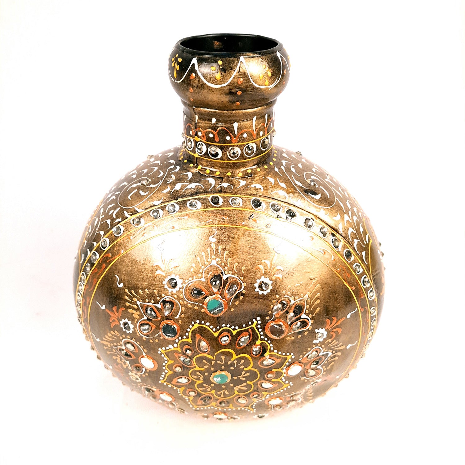 Urli Set | Decorative Basket | Multipurpose Bowl for Fruit, Keys, Jewelry & Home Decor | Handcrafted Metal Urli Bowl Set - 7 Inch (Set Of 2) - Apkamart #Style_Design 2