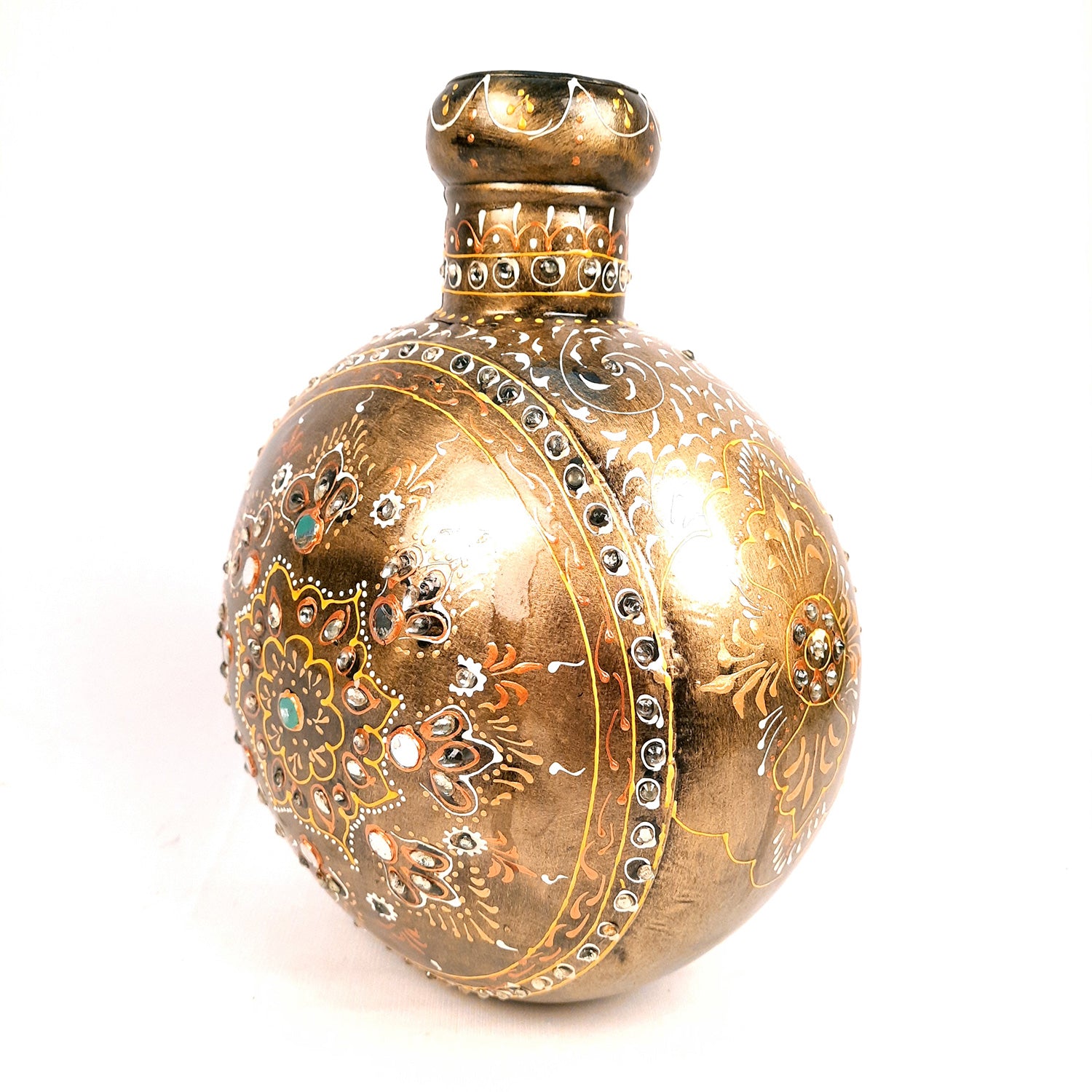 Urli Set | Decorative Basket | Multipurpose Bowl for Fruit, Keys, Jewelry & Home Decor | Handcrafted Metal Urli Bowl Set - 7 Inch (Set Of 2) - Apkamart #Style_Design 2