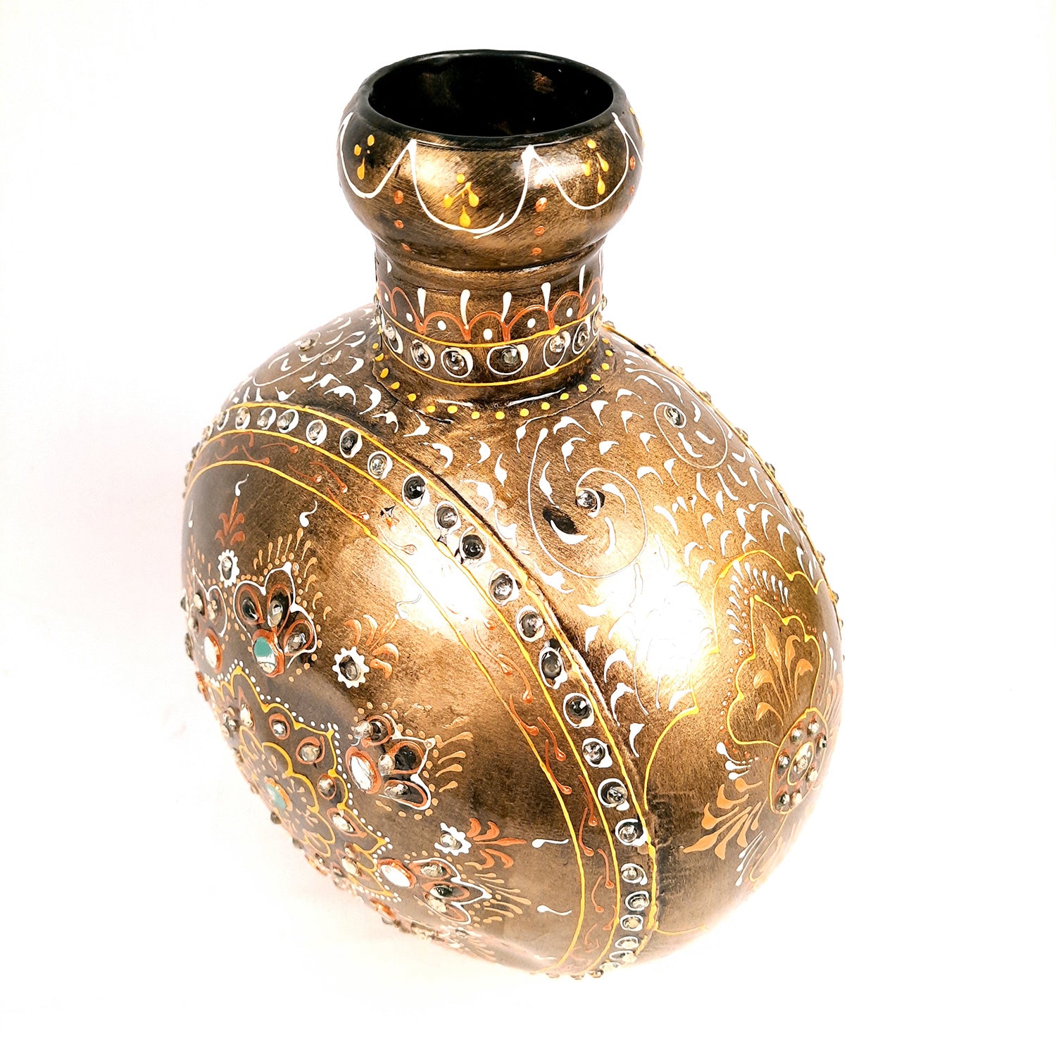 Urli Set | Decorative Basket | Multipurpose Bowl for Fruit, Keys, Jewelry & Home Decor | Handcrafted Metal Urli Bowl Set - 7 Inch (Set Of 2) - Apkamart #Style_Design 2