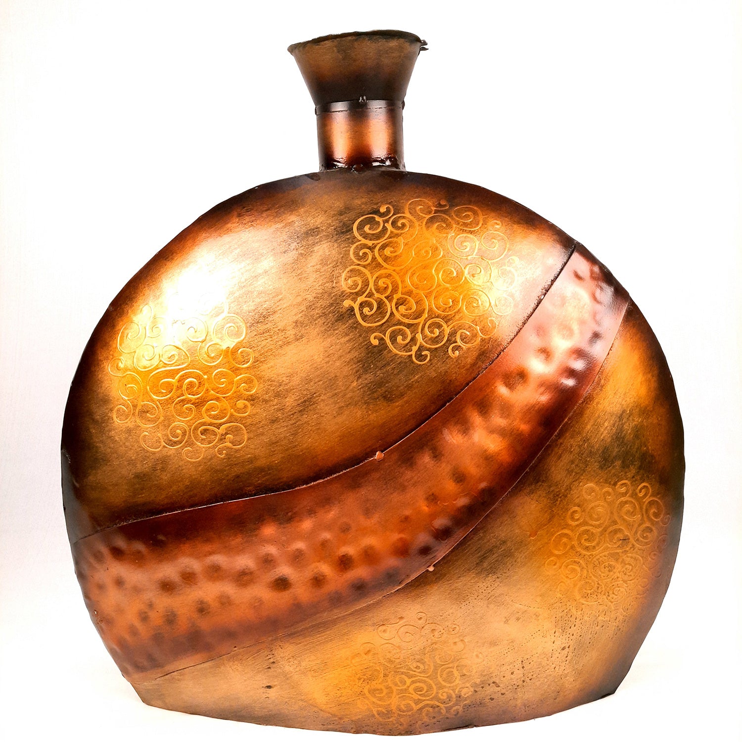 Flower Pot Big | Antique Metal Vase - For Home, Living Room, Dining Space, Corner Decor & Gifts - 10 Inch - Apkamart