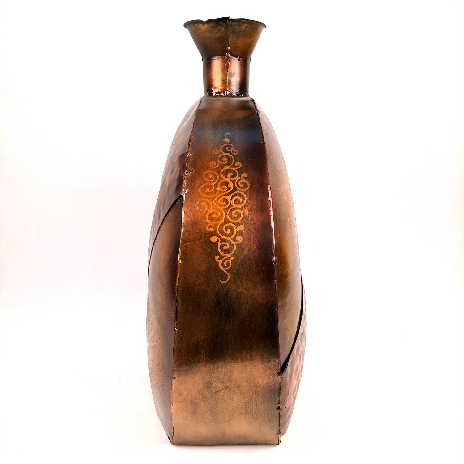 Flower Pot Big | Antique Metal Vase - For Home, Living Room, Dining Space, Corner Decor & Gifts - 10 Inch - Apkamart