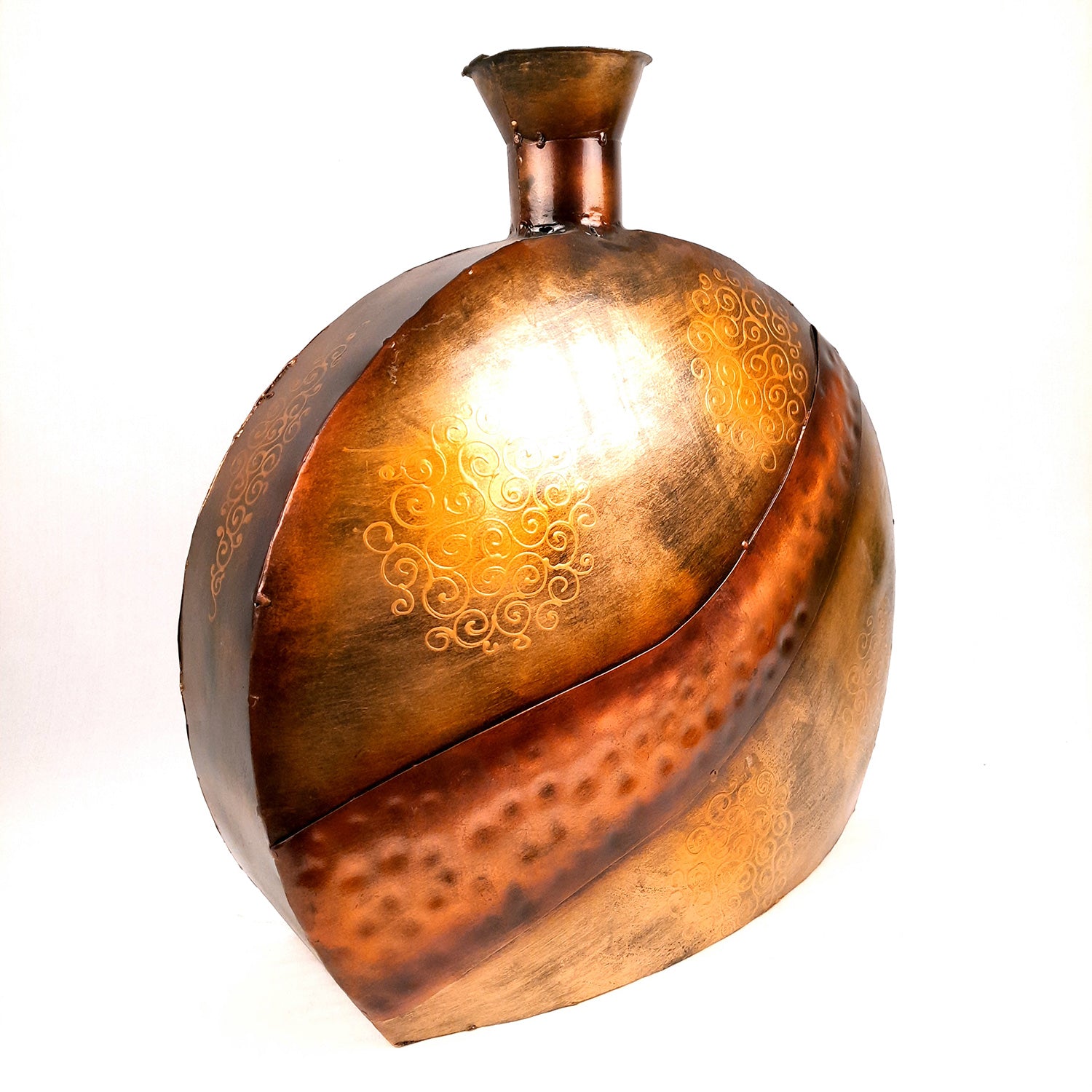 Flower Pot Big | Antique Metal Vase - For Home, Living Room, Dining Space, Corner Decor & Gifts - 10 Inch - Apkamart
