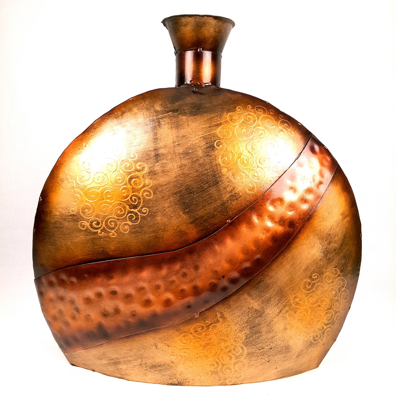 Flower Pot Big | Antique Metal Vase - For Home, Living Room, Dining Space, Corner Decor & Gifts - 10 Inch - Apkamart
