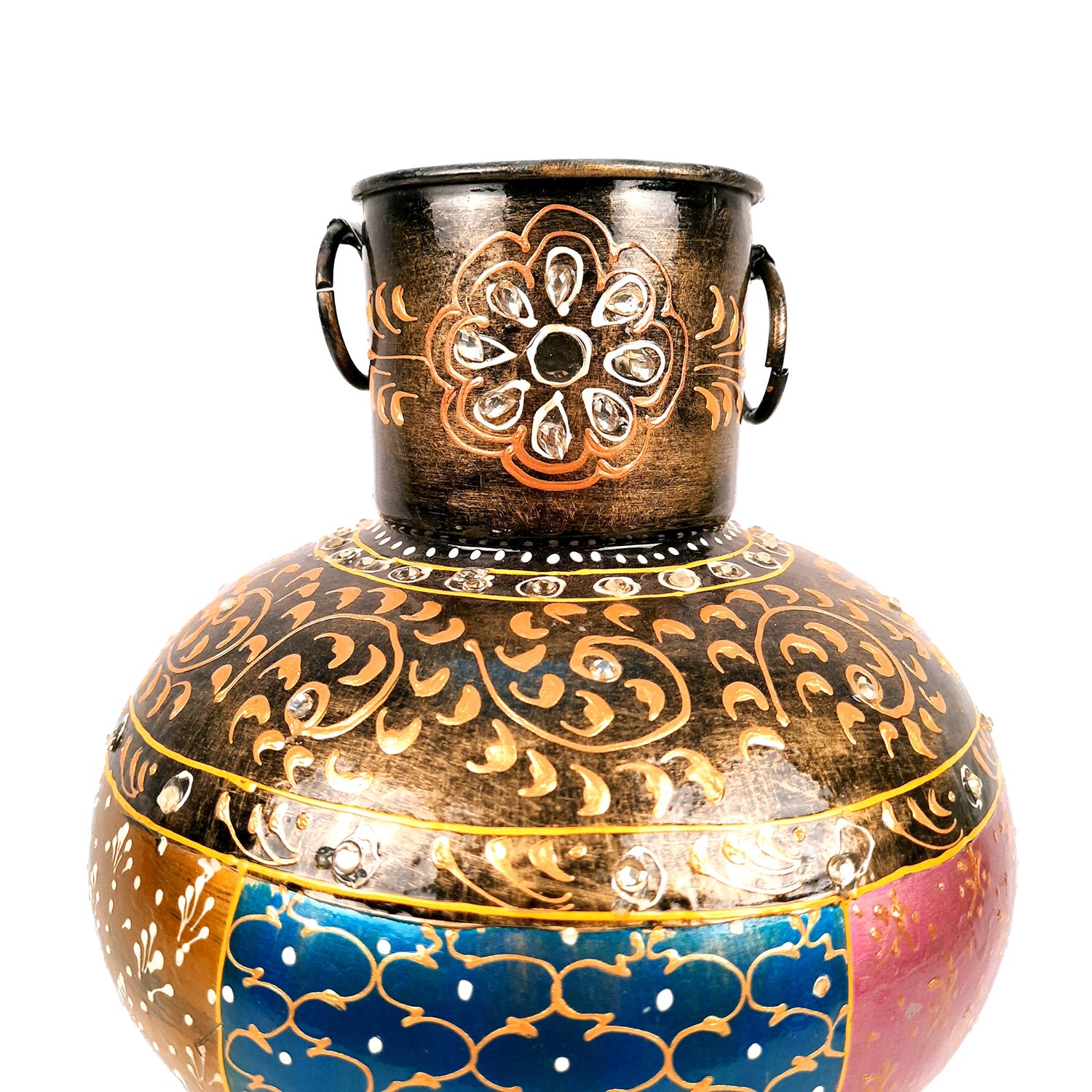 Flower Pot | Vase - Metal - for Home Decoration, Living Room, Table, Shelf, Office & Interior Decor | House Warming & Festival Gift - 14 Inch