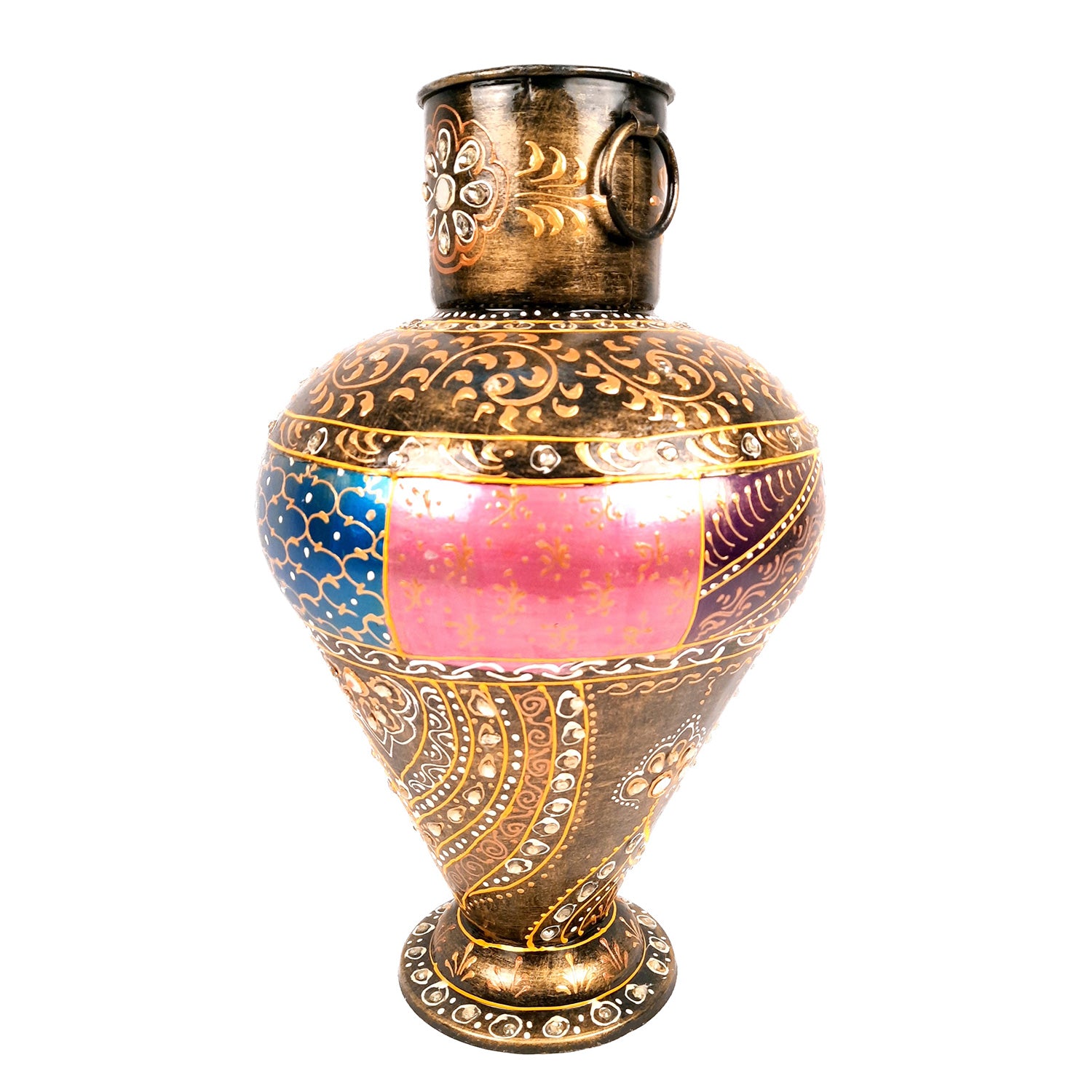 Flower Pot | Vase - Metal - for Home Decoration, Living Room, Table, Shelf, Office & Interior Decor | House Warming & Festival Gift - 14 Inch