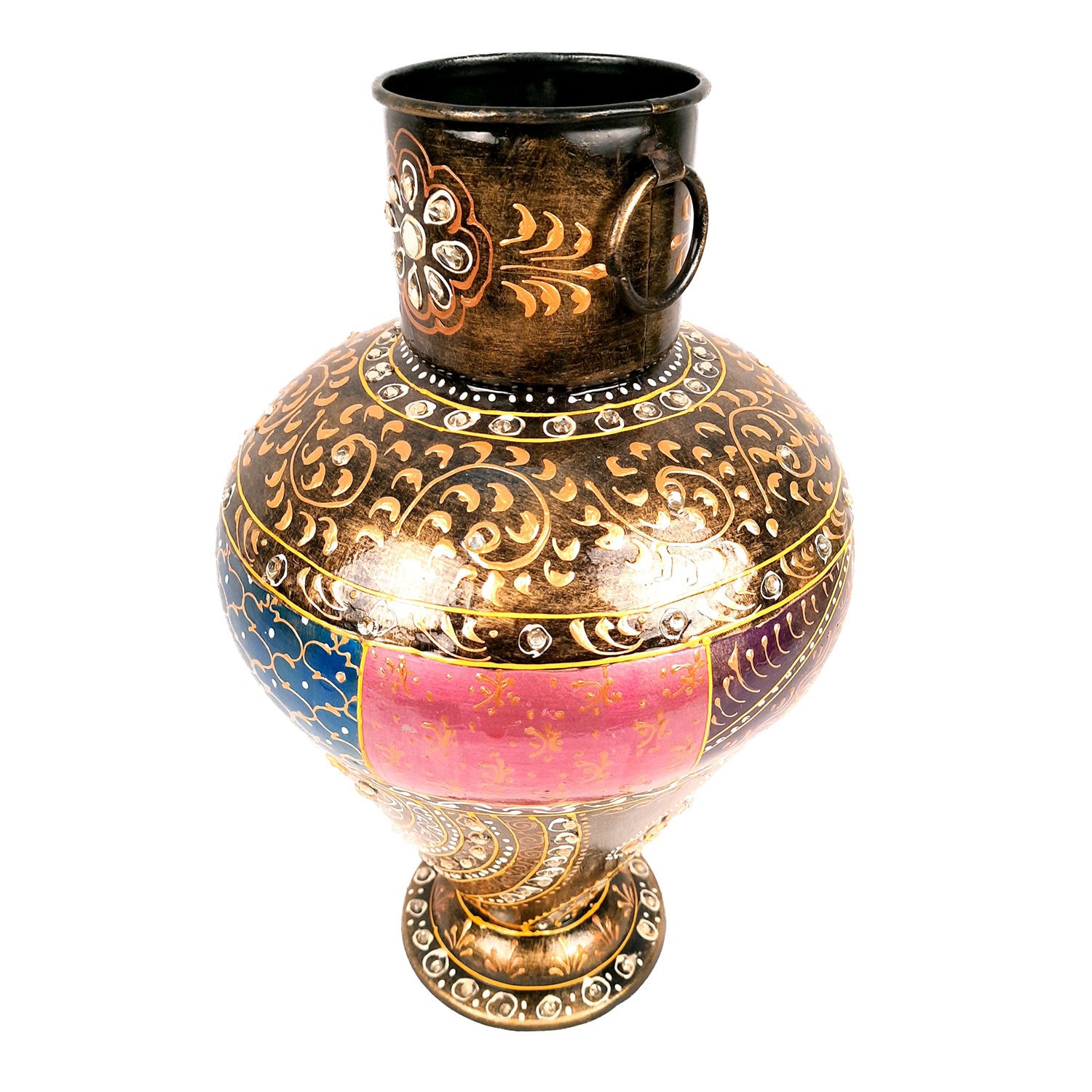 Flower Pot | Vase - Metal - for Home Decoration, Living Room, Table, Shelf, Office & Interior Decor | House Warming & Festival Gift - 14 Inch