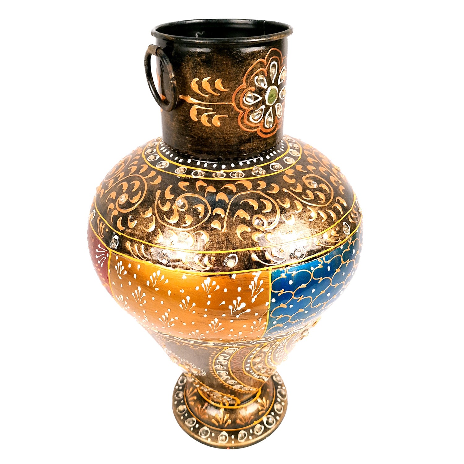 Flower Pot | Vase - Metal - for Home Decoration, Living Room, Table, Shelf, Office & Interior Decor | House Warming & Festival Gift - 14 Inch