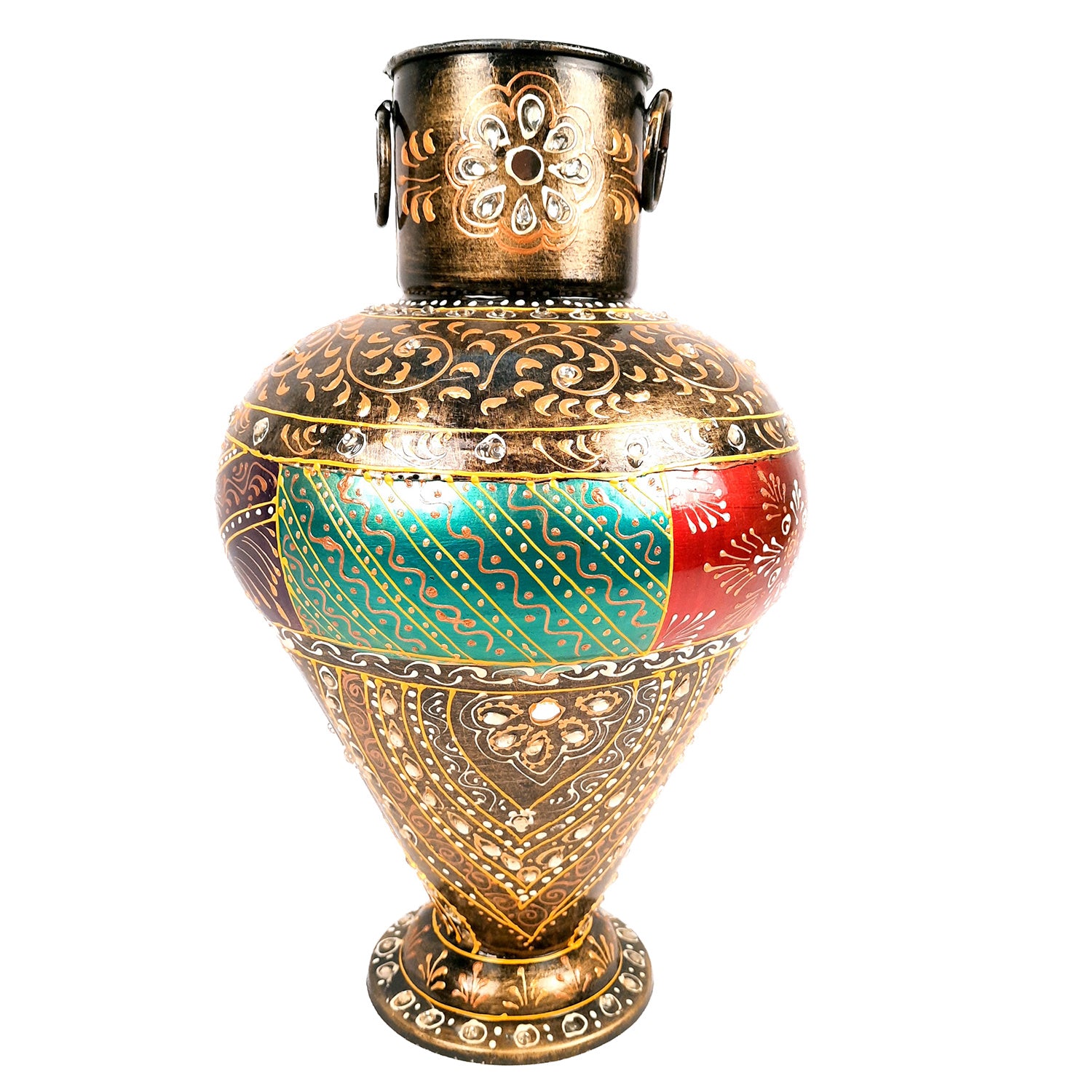 Flower Pot | Vase - Metal - for Home Decoration, Living Room, Table, Shelf, Office & Interior Decor | House Warming & Festival Gift - 14 Inch