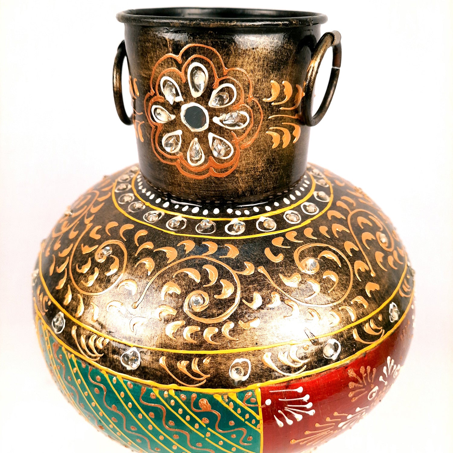 Flower Pot | Vase - Metal - for Home Decoration, Living Room, Table, Shelf, Office & Interior Decor | House Warming & Festival Gift - 14 Inch