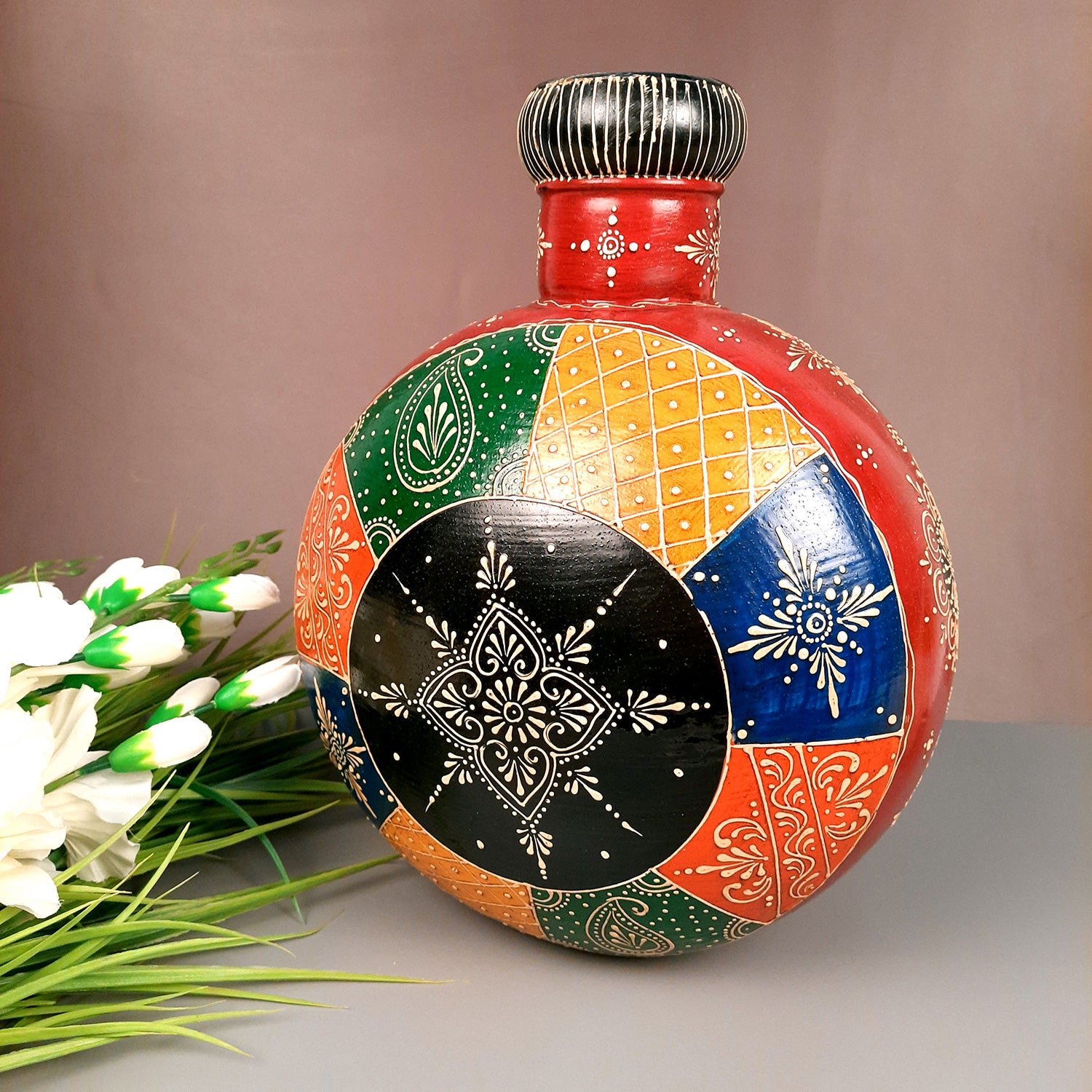 Flower Pot | Vase - For Home Decoration, Living Room, Table Decor & Gifts - 15 Inch - Apkamart