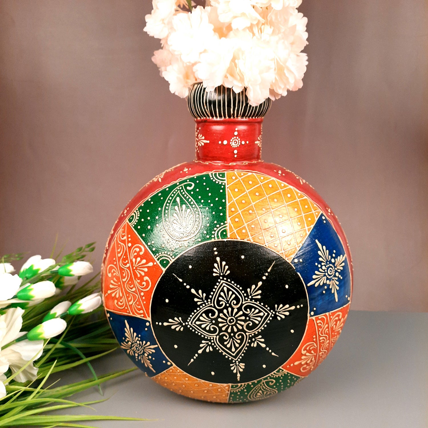 Flower Pot | Vase - For Home Decoration, Living Room, Table Decor & Gifts - 15 Inch - Apkamart