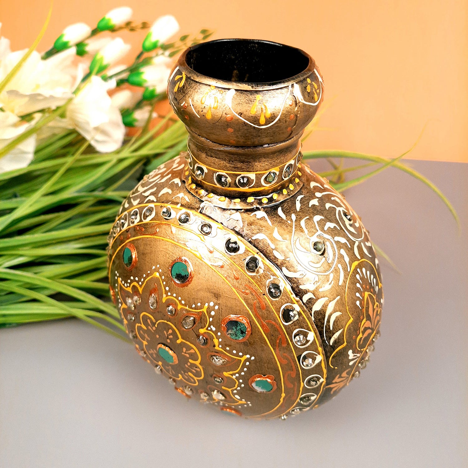 Handcrafted Decorative Pots & Designer Vases for Living Room, Table, Bedroom, Office & Home Décor | Stylish Modern Vase - 15 Inch (Set Of 2) - Apkamart #Style_Design 2
