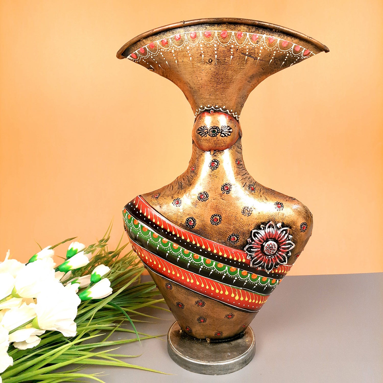 Flower Pot | Antique Table Vase - For Home, Living Room & Entrance Decor - 17 Inch - Apkamart