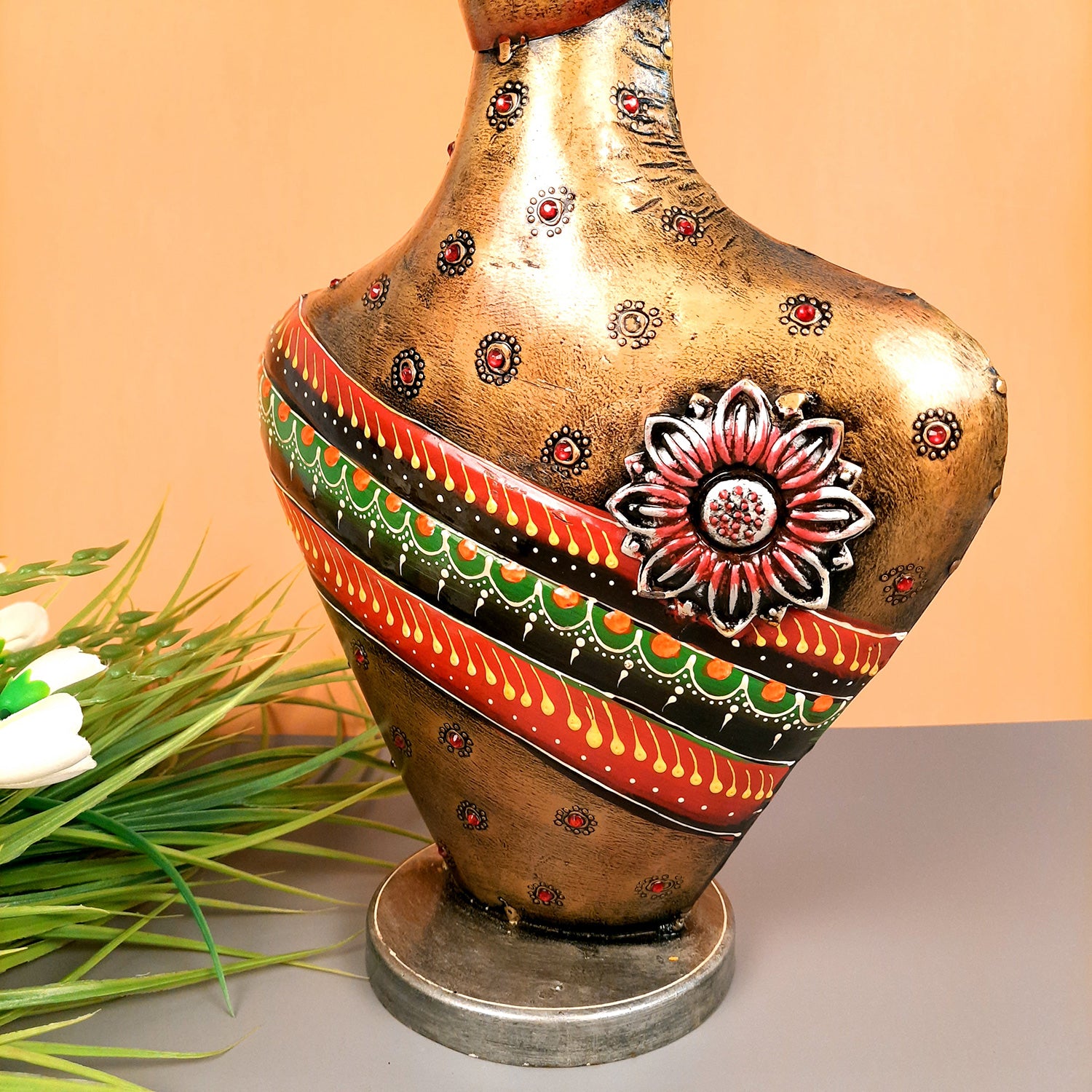 Flower Pot | Antique Table Vase - For Home, Living Room & Entrance Decor - 17 Inch - Apkamart