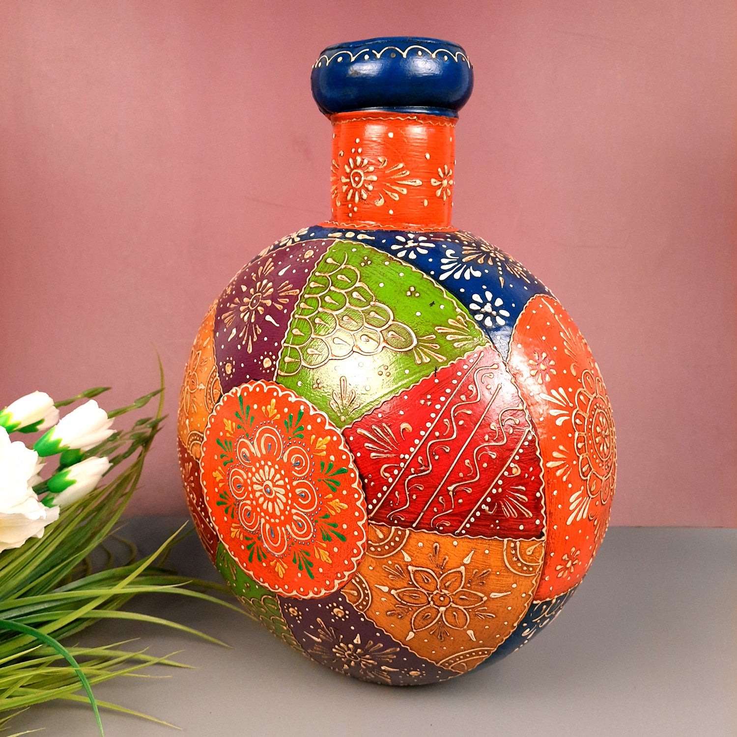 Flower Vase | Decorative Flower Pot | Handcrafted Pot for Home Decor, Living Room, Bedroom, Office & Gifting | Luxury Centerpiece Showpiece - 15 Inch - Apkamart #Style_Design 2