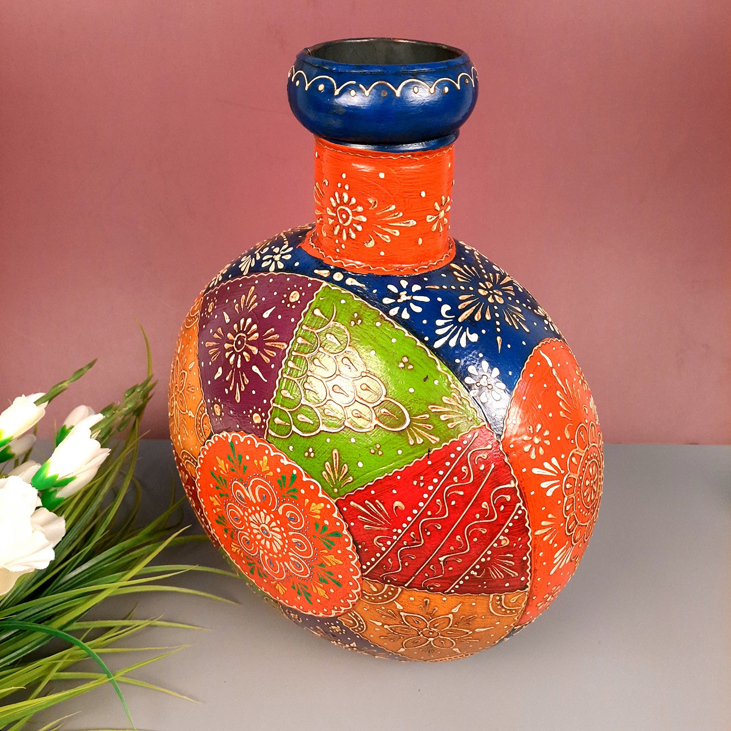 Flower Vase | Decorative Flower Pot | Handcrafted Pot for Home Decor, Living Room, Bedroom, Office & Gifting | Luxury Centerpiece Showpiece - 15 Inch - Apkamart #Style_Design 2