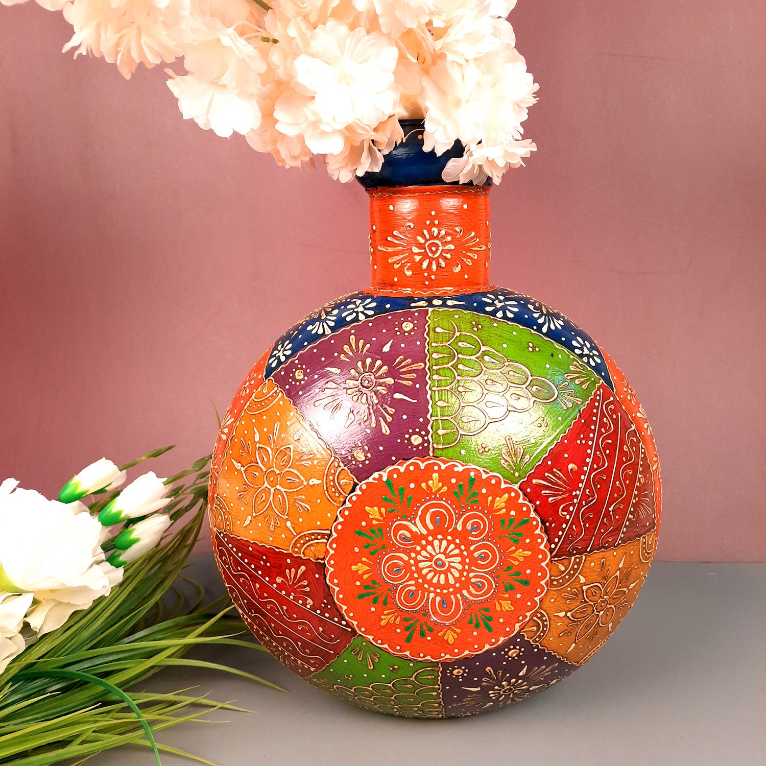 Flower Vase | Decorative Flower Pot | Handcrafted Pot for Home Decor, Living Room, Bedroom, Office & Gifting | Luxury Centerpiece Showpiece - 15 Inch - Apkamart #Style_Design 2