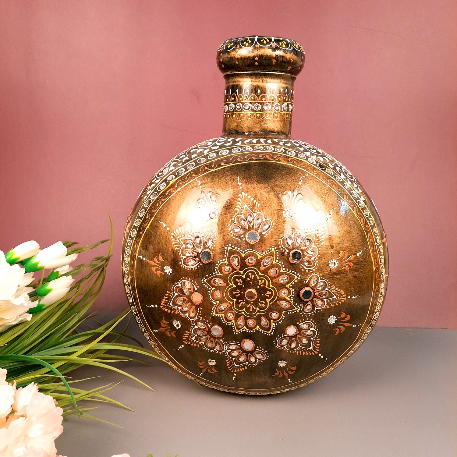 Flower Pot | Vase - Metal With Pitcher Design - for Home Decoration, Living Room, Table, Shelf, Office & Interior Decor | House Warming & Festival Gift -15 Inch