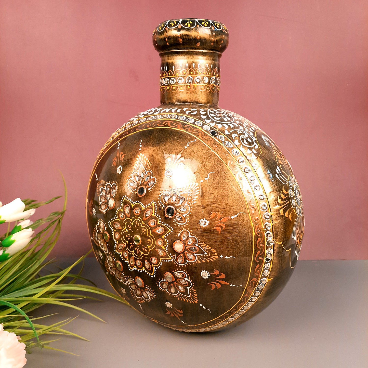 Flower Pot | Vase - Metal With Pitcher Design - for Home Decoration, Living Room, Table, Shelf, Office & Interior Decor | House Warming & Festival Gift -15 Inch