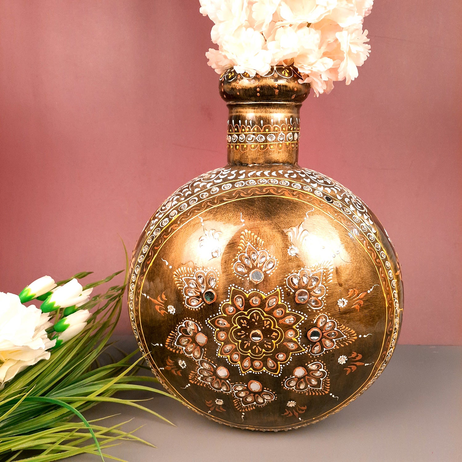 Flower Pot | Vase - Metal With Pitcher Design - for Home Decoration, Living Room, Table, Shelf, Office & Interior Decor | House Warming & Festival Gift -15 Inch