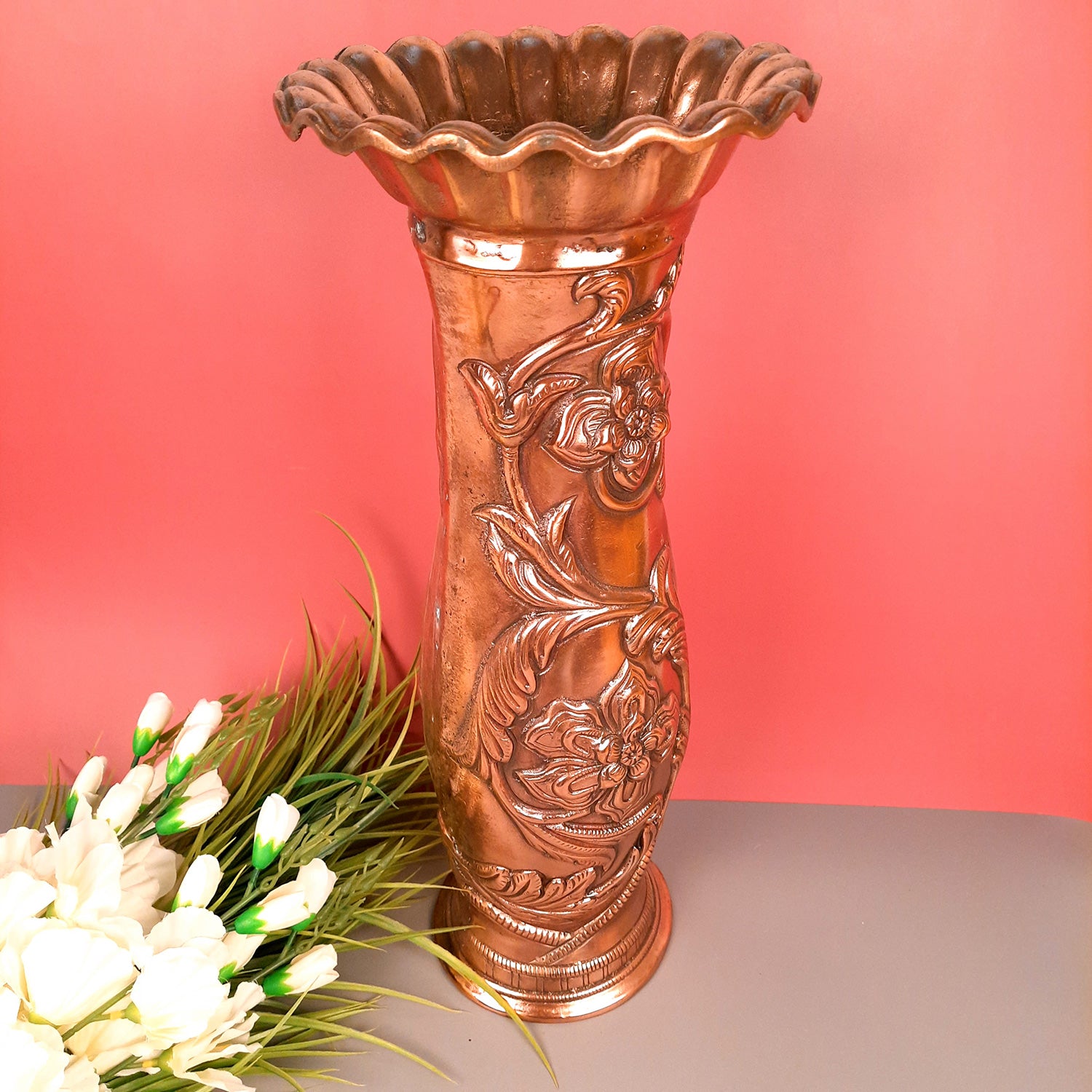 Flower Vase Big | Flower Pot for Corners - Metal | Floor Vase - For Home, Living Room, Entrance, Office & Hall Decoration | House Warming & Festival Gift - 20 inch