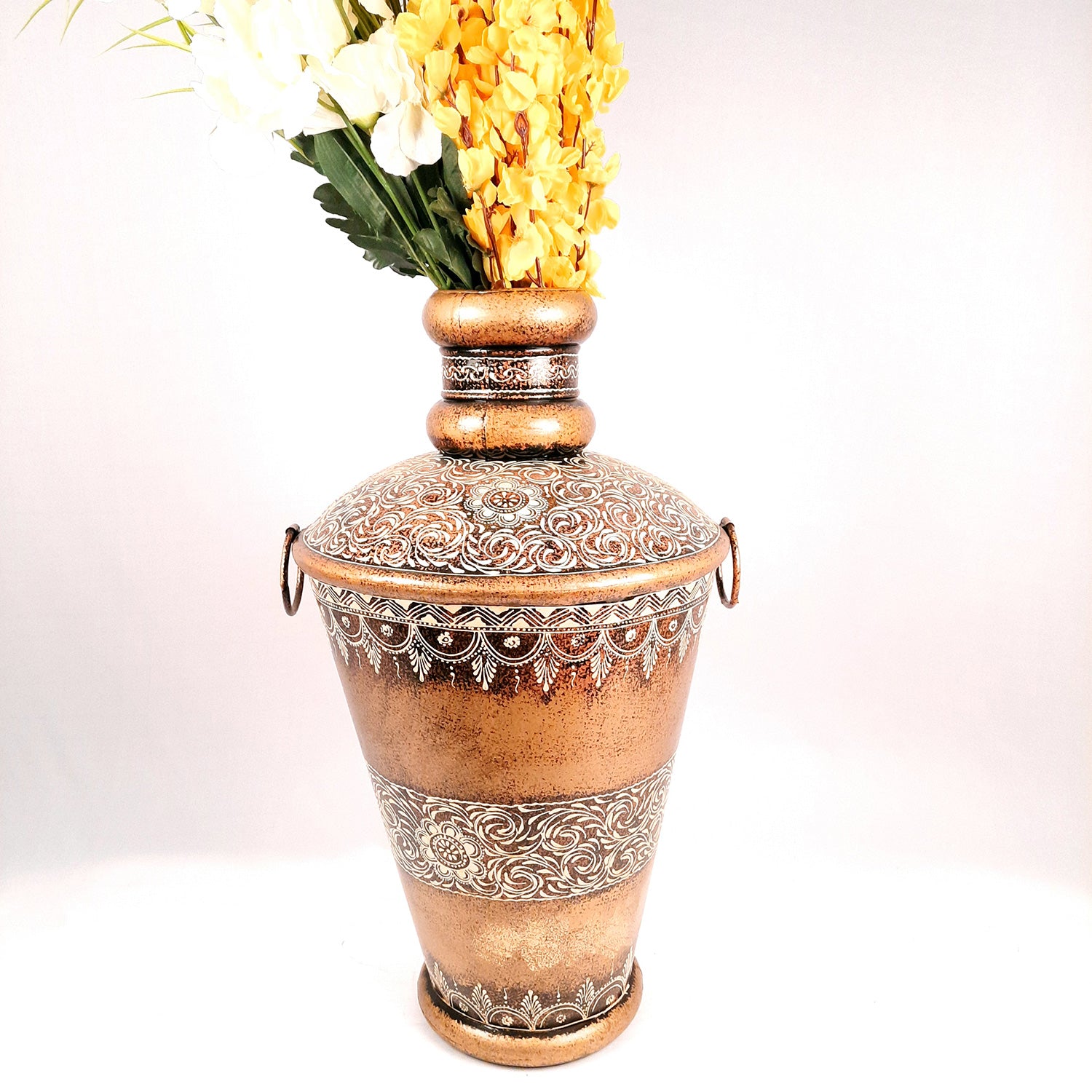 Big Flower Vase | Corner Metal Vase | Long Vases - For Home Decor, Living Room, Entrance, Hallway & Gifts - 25 Inch - Apkamart