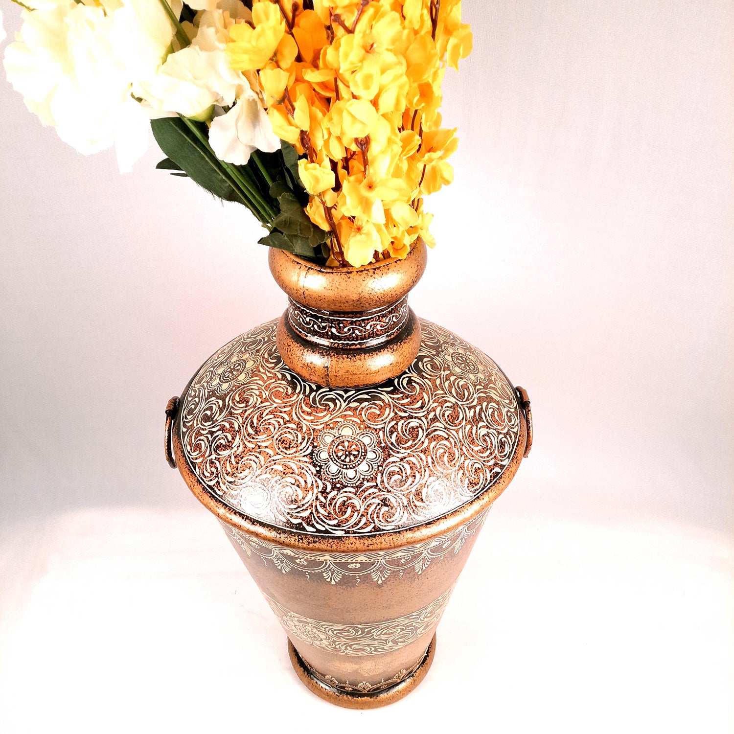 Big Flower Vase | Corner Metal Vase | Long Vases - For Home Decor, Living Room, Entrance, Hallway & Gifts - 25 Inch - Apkamart