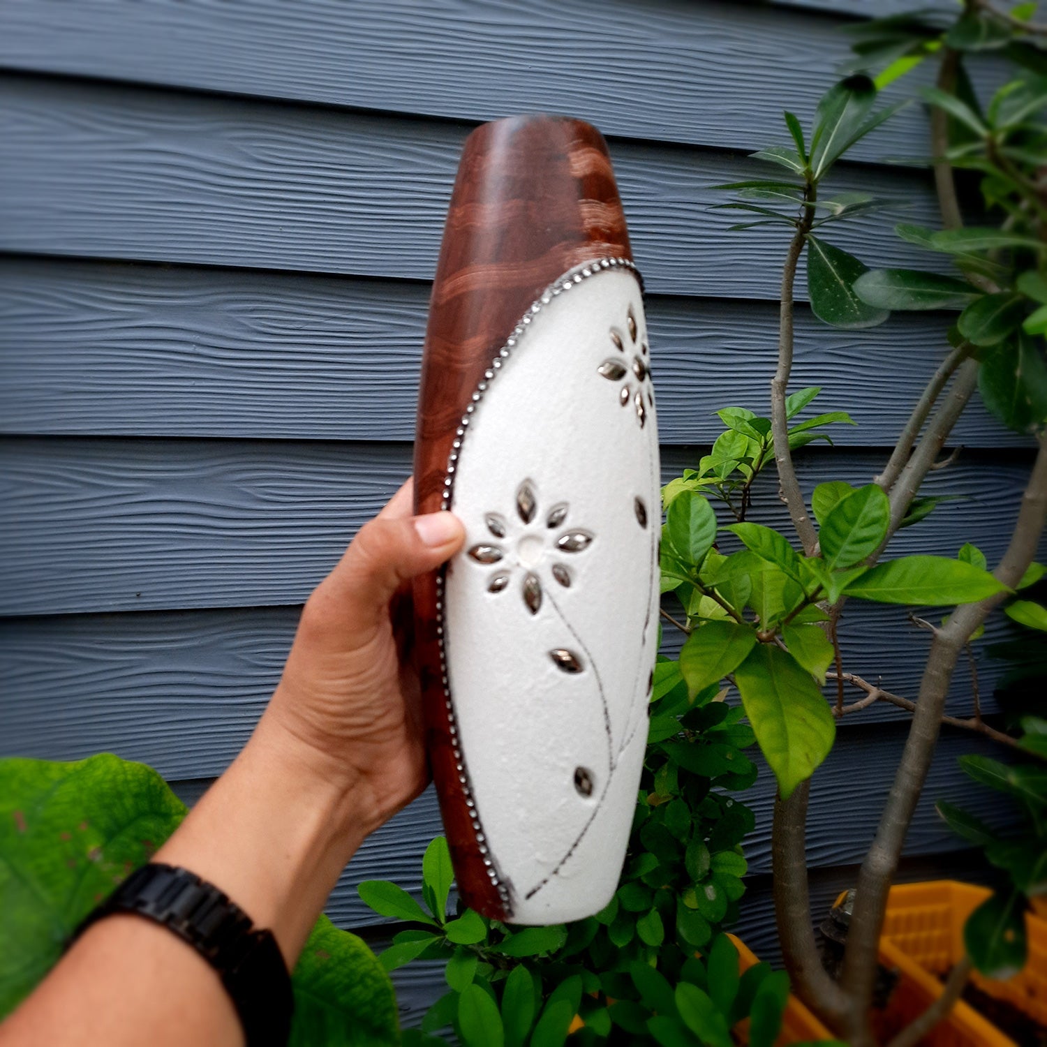 Flower Vase Marble - Peacock Design for Table Decoration | Handcrafted Flower Pot - for Home, Shelf, Living Room, Entrance Decor & Wedding / Housewarming Gifts - 10 inch - Apkamart #Style_Design 2