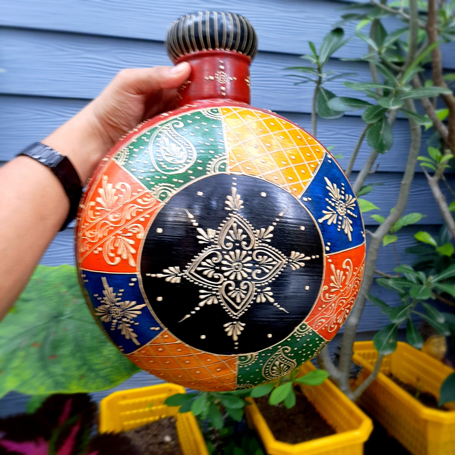 Flower Pot | Vase - For Home Decoration, Living Room, Table Decor & Gifts - 15 Inch - Apkamart