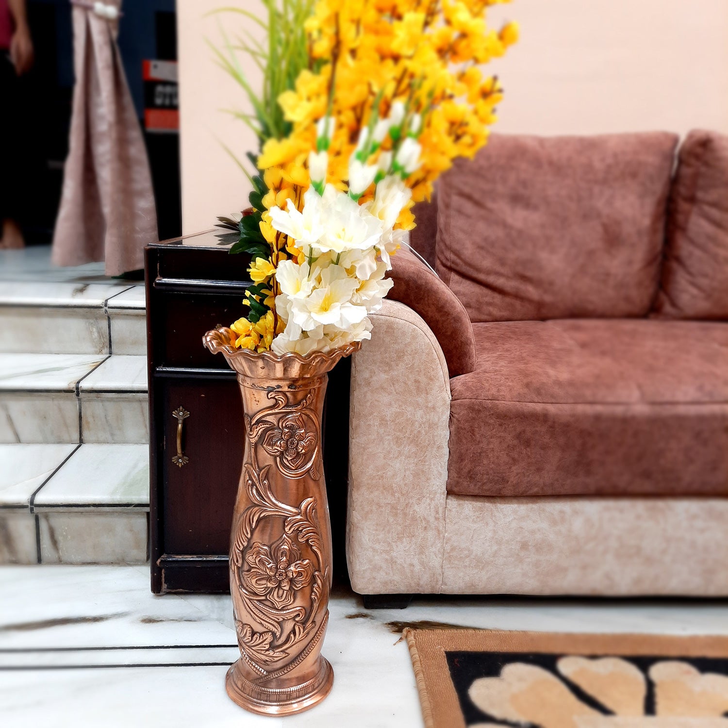 Flower Vase Big | Flower Pot for Corners - Metal | Floor Vase - For Home, Living Room, Entrance, Office & Hall Decoration | House Warming & Festival Gift - 20 inch