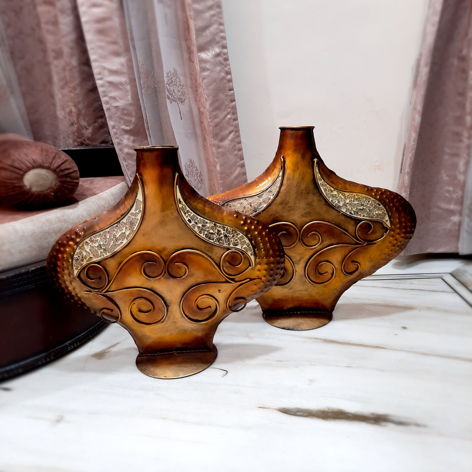 Vase Set | Flower Pot for Center Table | Vases For Living Room, Home Decoration, Office Decor & Gifts (Pack of 2) - Apkamart