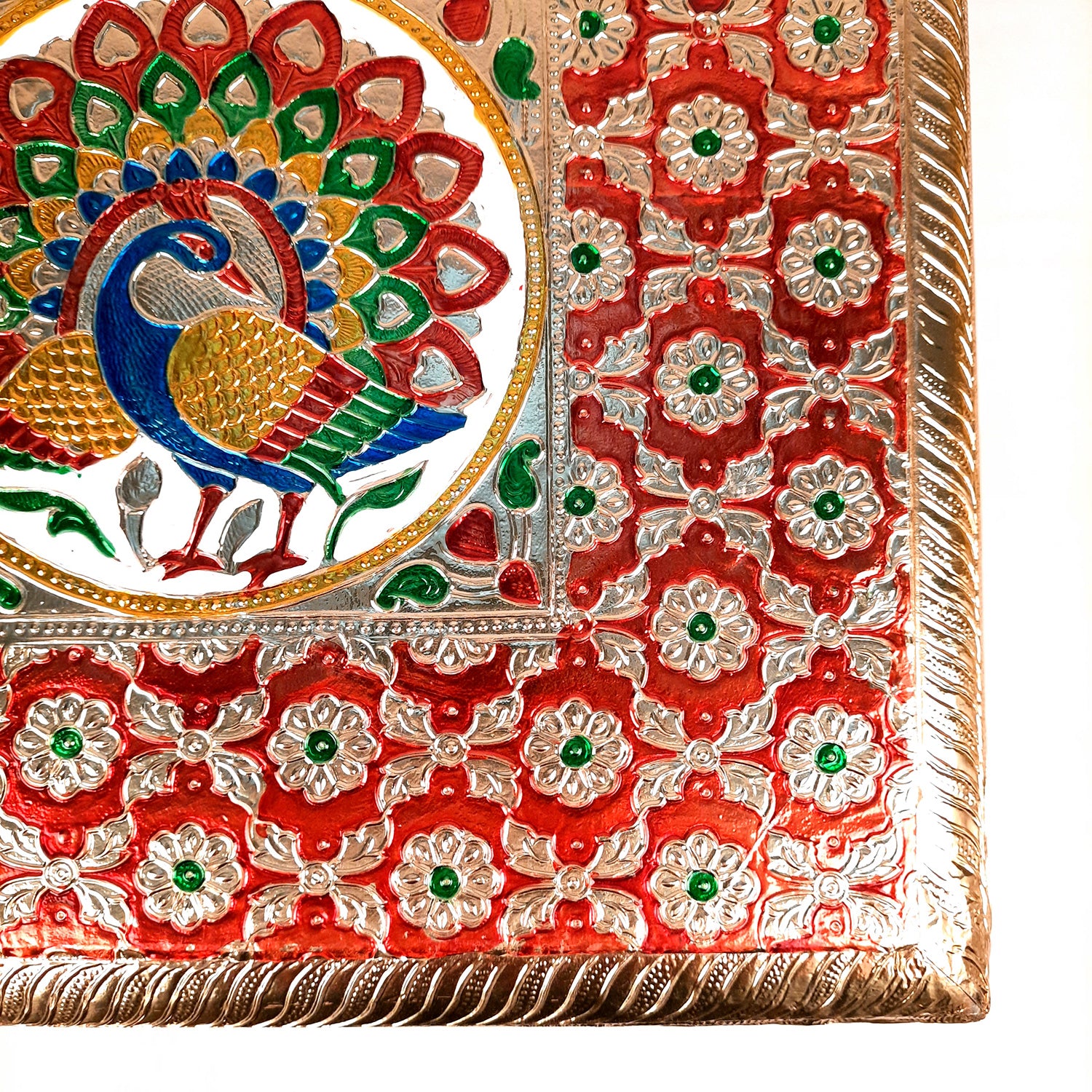 Meenakari Wooden Chowki Bajot - For Pooja & Home Decor - 12 Inch- Apkamart #Style_Pack of 1