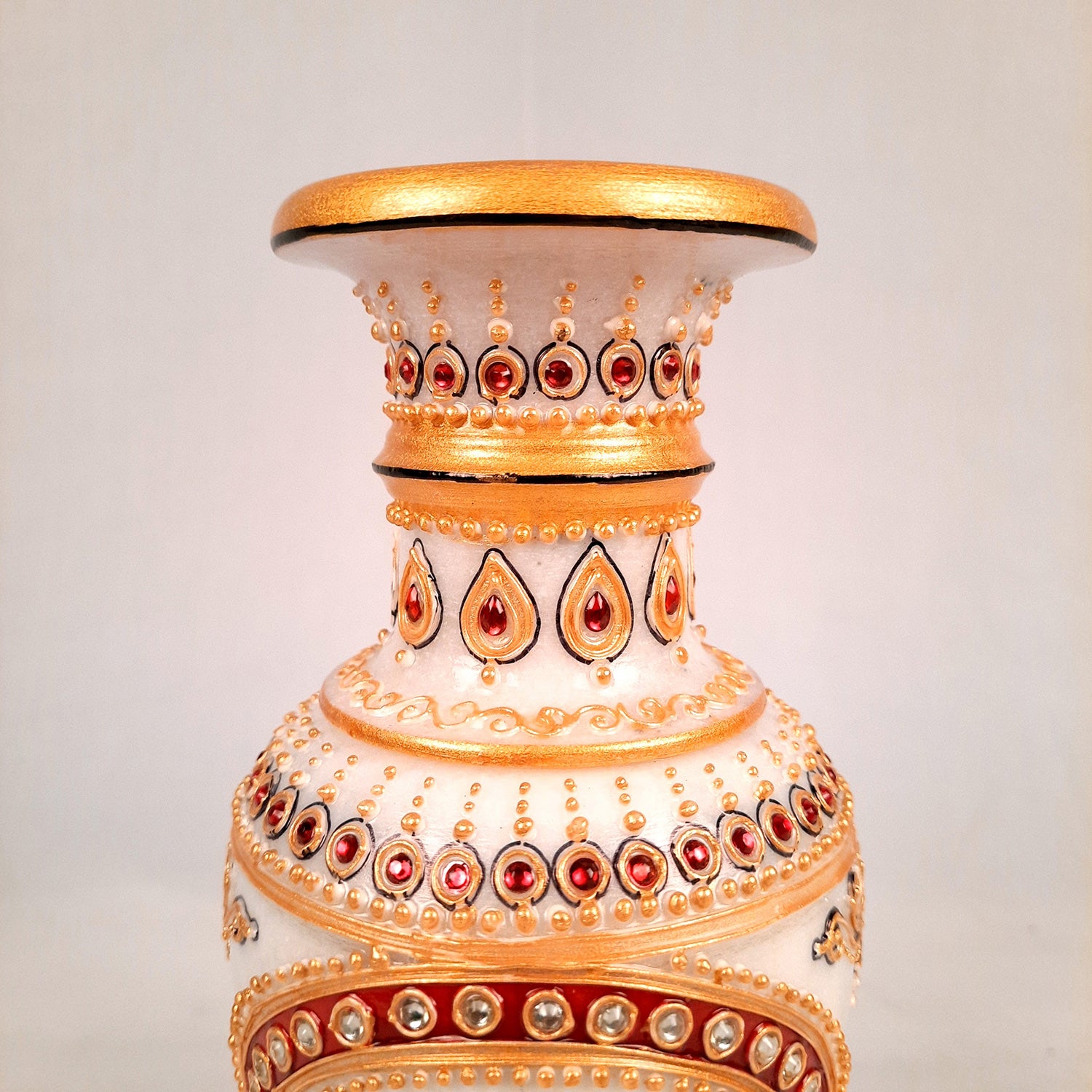 Flower Pot | Vase - Marble With Intricate Handwork, Rich Detailing And Elephant Design - for Home Decoration, Living Room, Table, Shelf, Office & Interior Decor | House Warming & Festival Gift  - 9 Inch