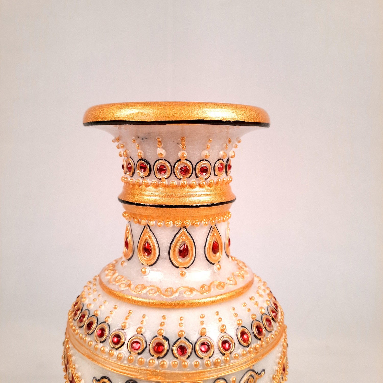 Flower Pot | Vase - Marble With Intricate Handwork, Rich Detailing And Elephant Design - for Home Decoration, Living Room, Table, Shelf, Office & Interior Decor | House Warming & Festival Gift  - 9 Inch