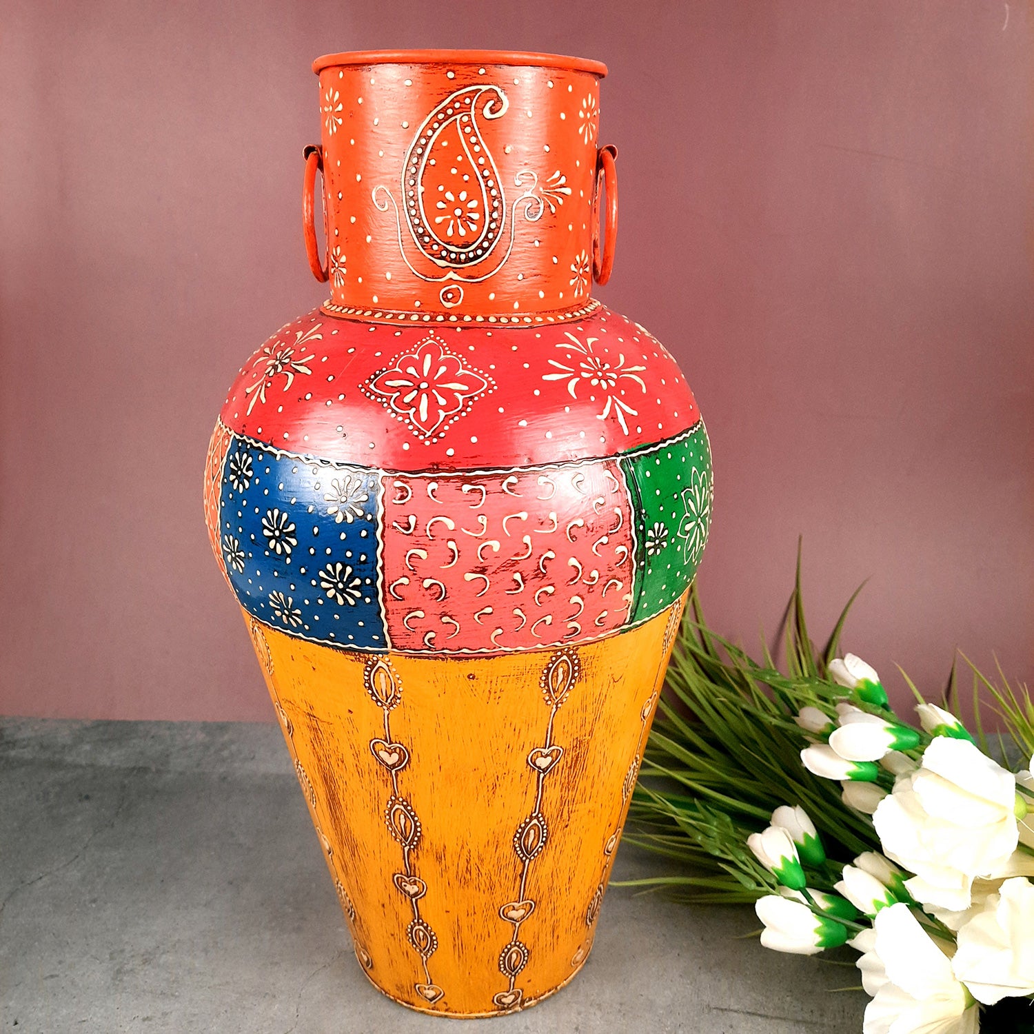 Big Flower Vase | Corner Vase - For Living Room & Hallway - 18 Inch - Apkamart