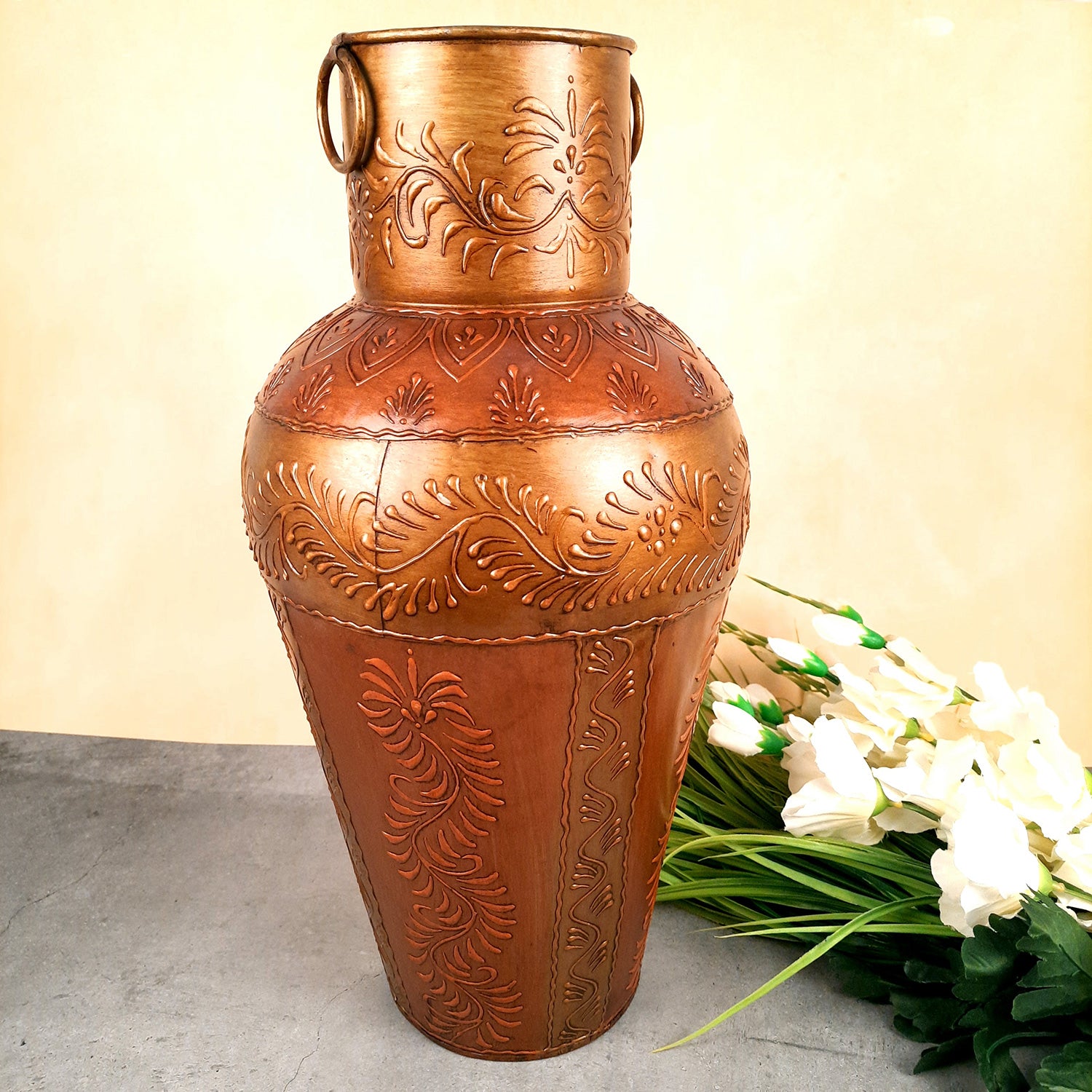 Vase Big | Flower Pot Metal - for Living Room, Home, Corner Decor, Hall-Way & Gifts - 18 Inch - Apkamart