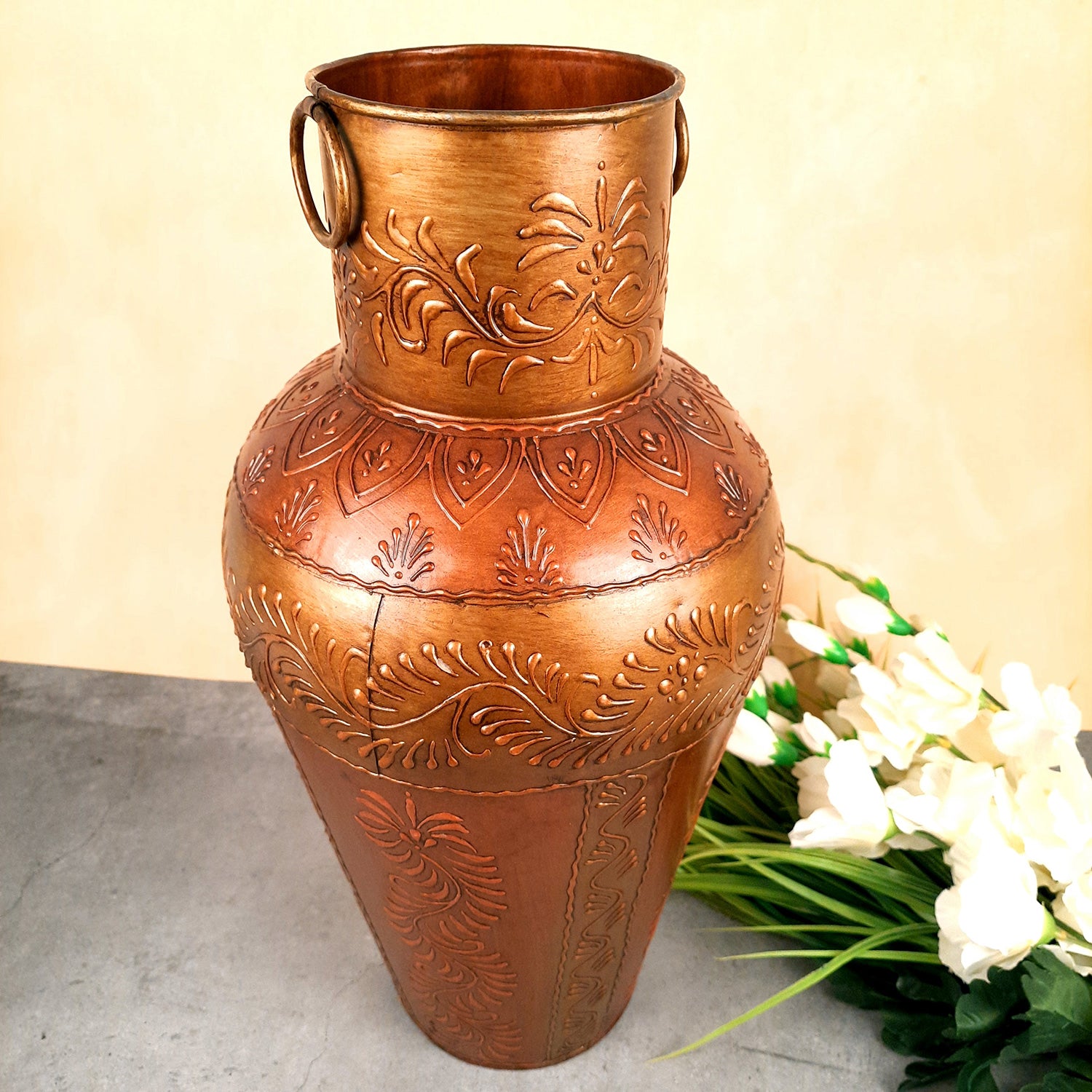 Vase Big | Flower Pot Metal - for Living Room, Home, Corner Decor, Hall-Way & Gifts - 18 Inch - Apkamart