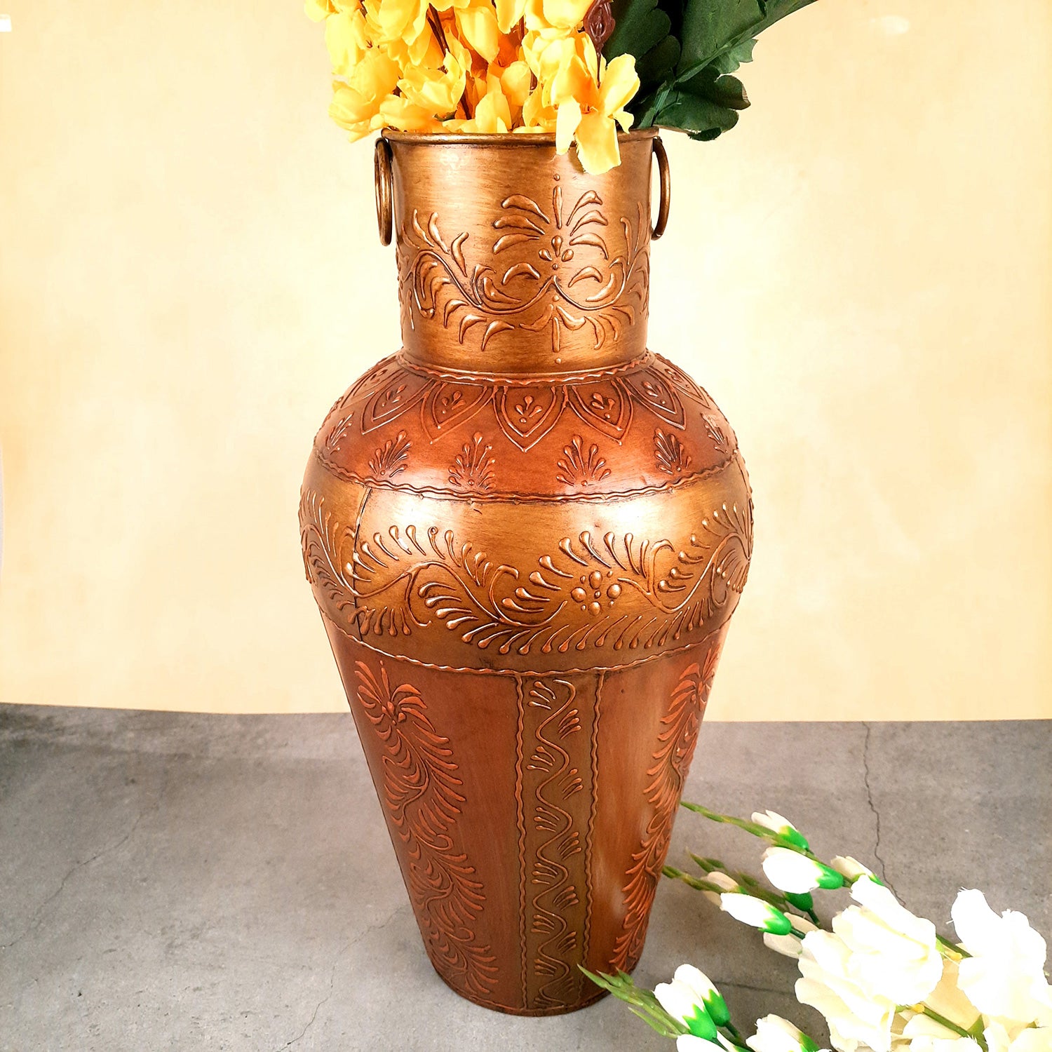 Vase Big | Flower Pot Metal - for Living Room, Home, Corner Decor, Hall-Way & Gifts - 18 Inch - Apkamart