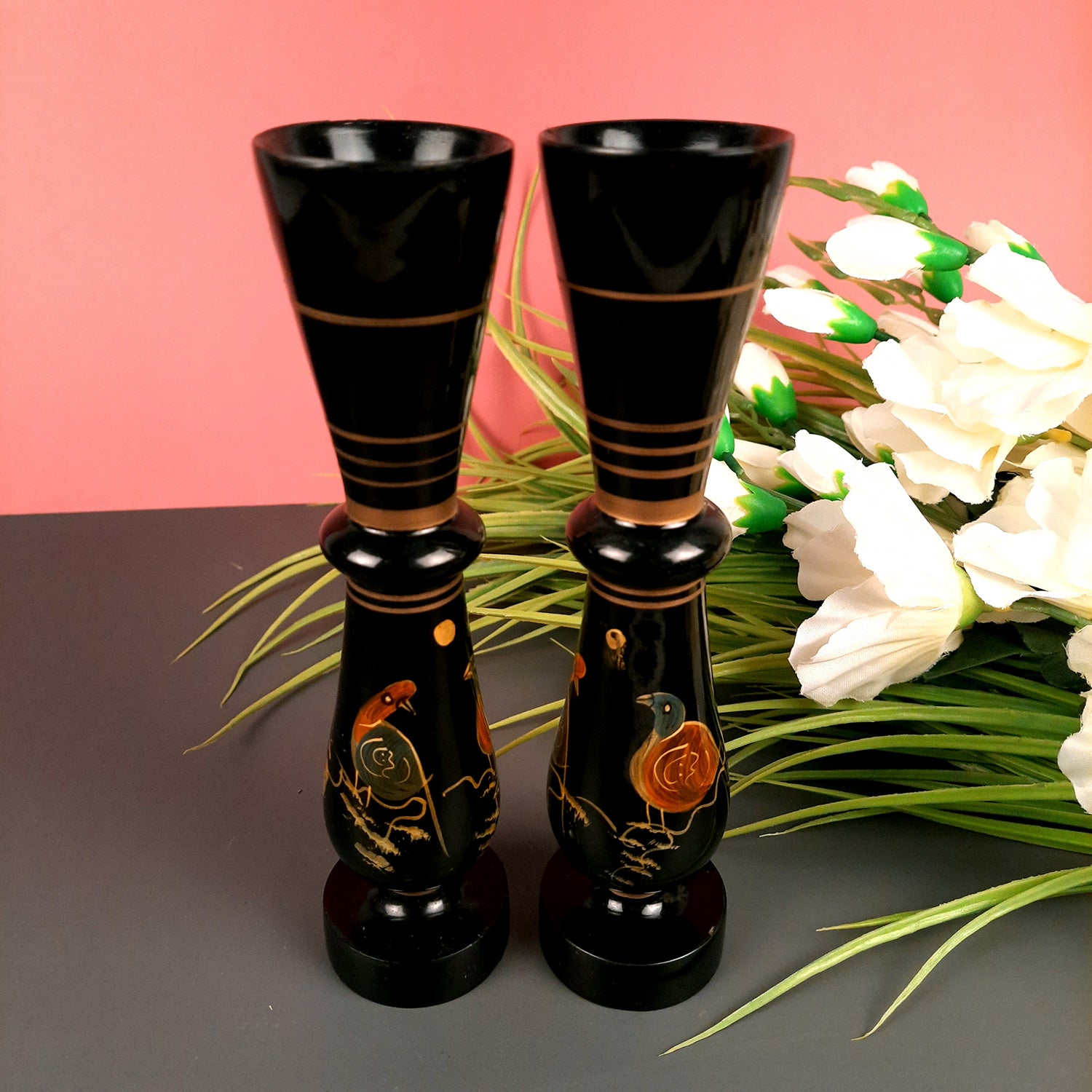 Flower Pot Wooden | Decorative Vase - For Table, Home Decor, Office & Gifts - 8 Inch - Apkamart