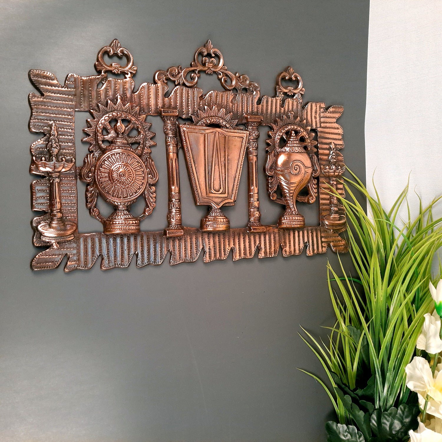 Shankh Chakra Namah Latkan Wall Hanging | Tirupati Balaji Door Hanging - For Home, Entrance, Main Gate Decor & Gift - 19 inch - Apkamart