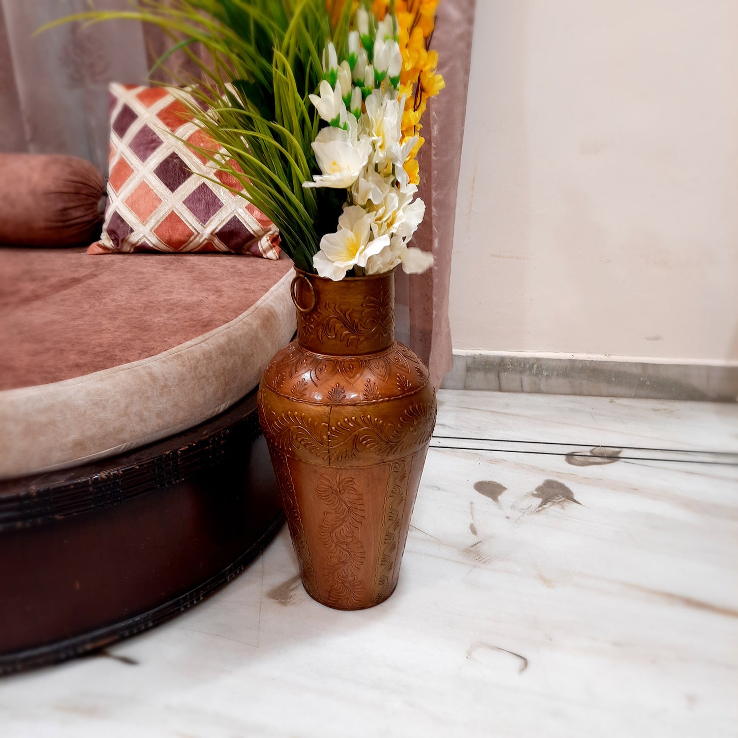 Vase Big | Flower Pot Metal - for Living Room, Home, Corner Decor, Hall-Way & Gifts - 18 Inch - Apkamart